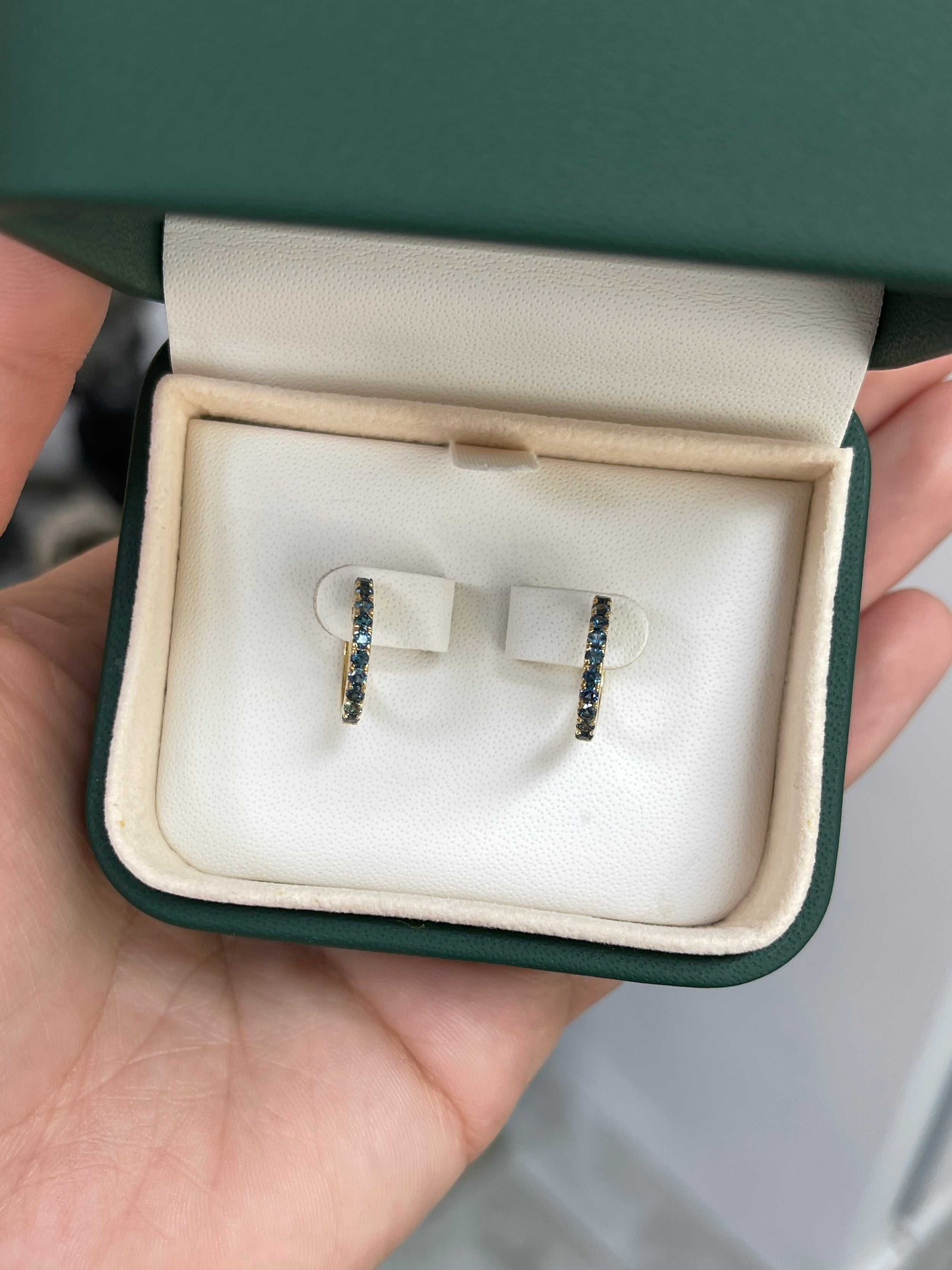 Sapphire Huggie Earrings 14K Yellow Gold - JR Colombian Emeralds