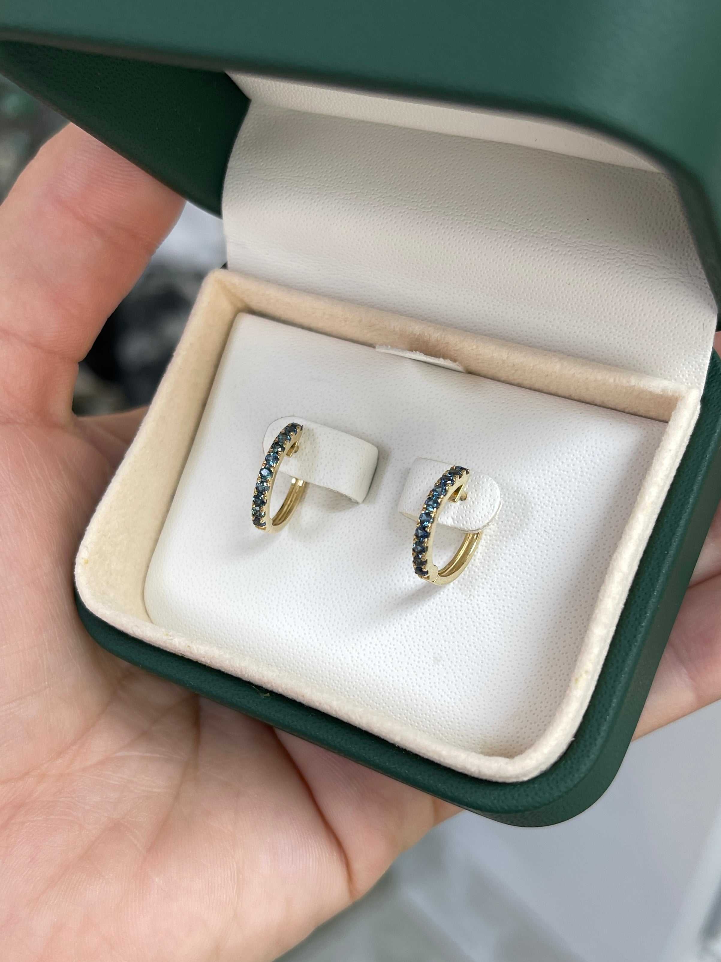 Sapphire Huggie Earrings 14K Yellow Gold - JR Colombian Emeralds
