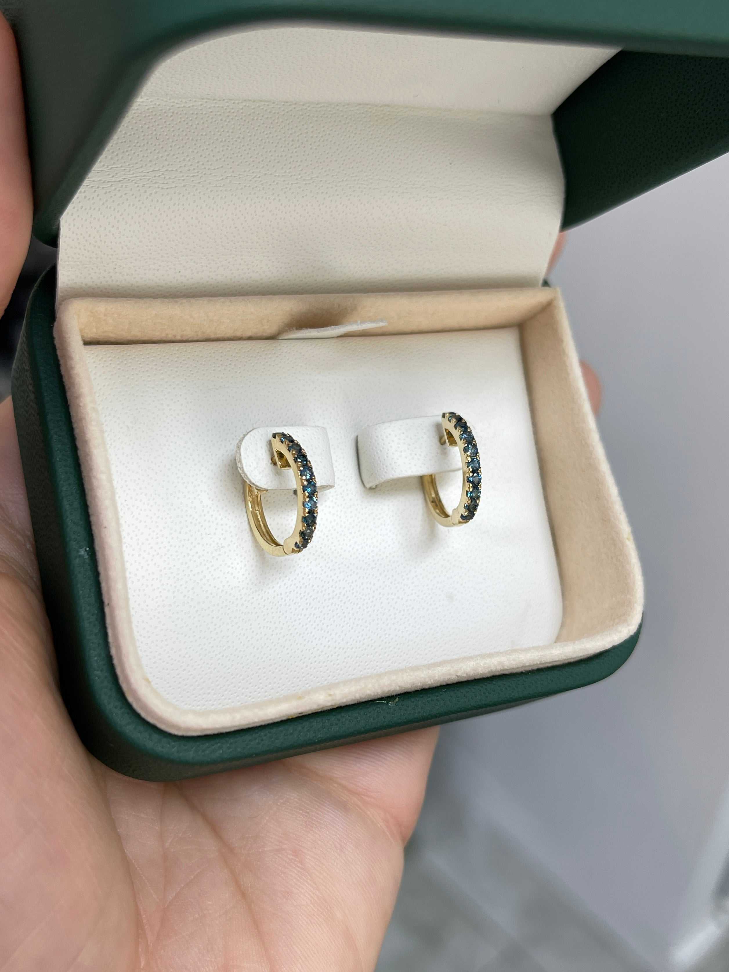Sapphire Huggie Earrings 14K Yellow Gold - JR Colombian Emeralds