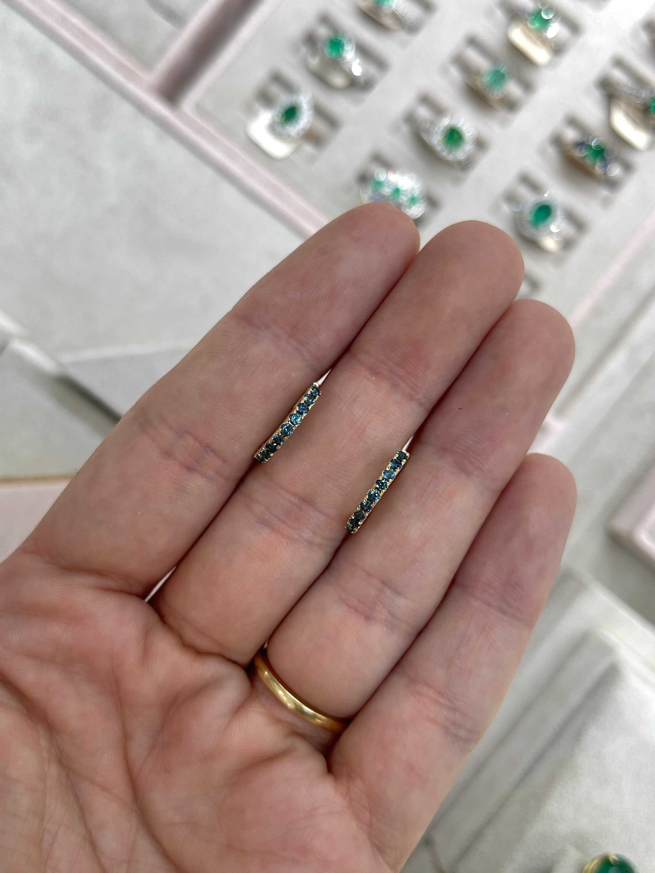 Sapphire Huggie Earrings 14K Yellow Gold - JR Colombian Emeralds