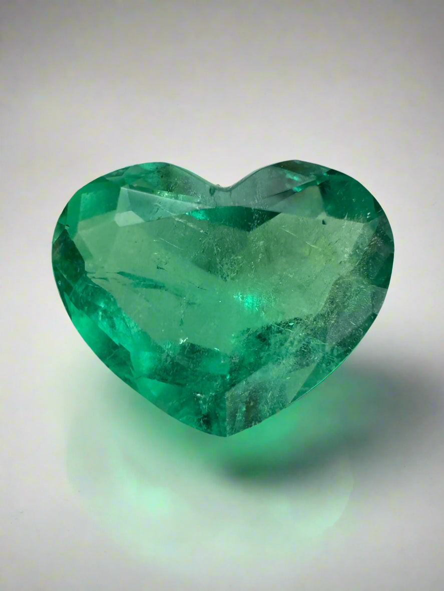 2.76 Carat 9x11 Bright Medium Green Natural Loose Colombian Emerald-Heart Cut - JR Colombian Emeralds