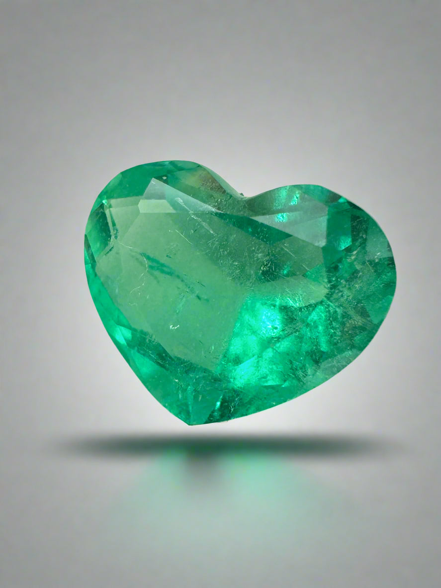 2.76 Carat 9x11 Bright Medium Green Natural Loose Colombian Emerald-Heart Cut