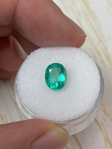 Oval-Cut 1.81 Carat Colombian Emerald - Bluish Green, Eye-Clean, Natural Loose Stone