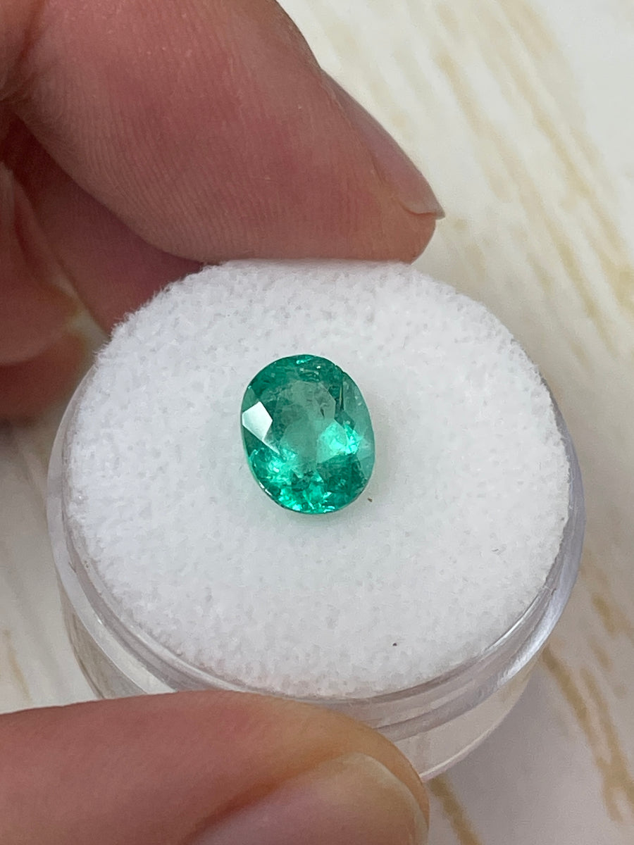 High-Quality Oval Colombian Emerald - 1.81 Carat, Natural Bluish Green Gemstone