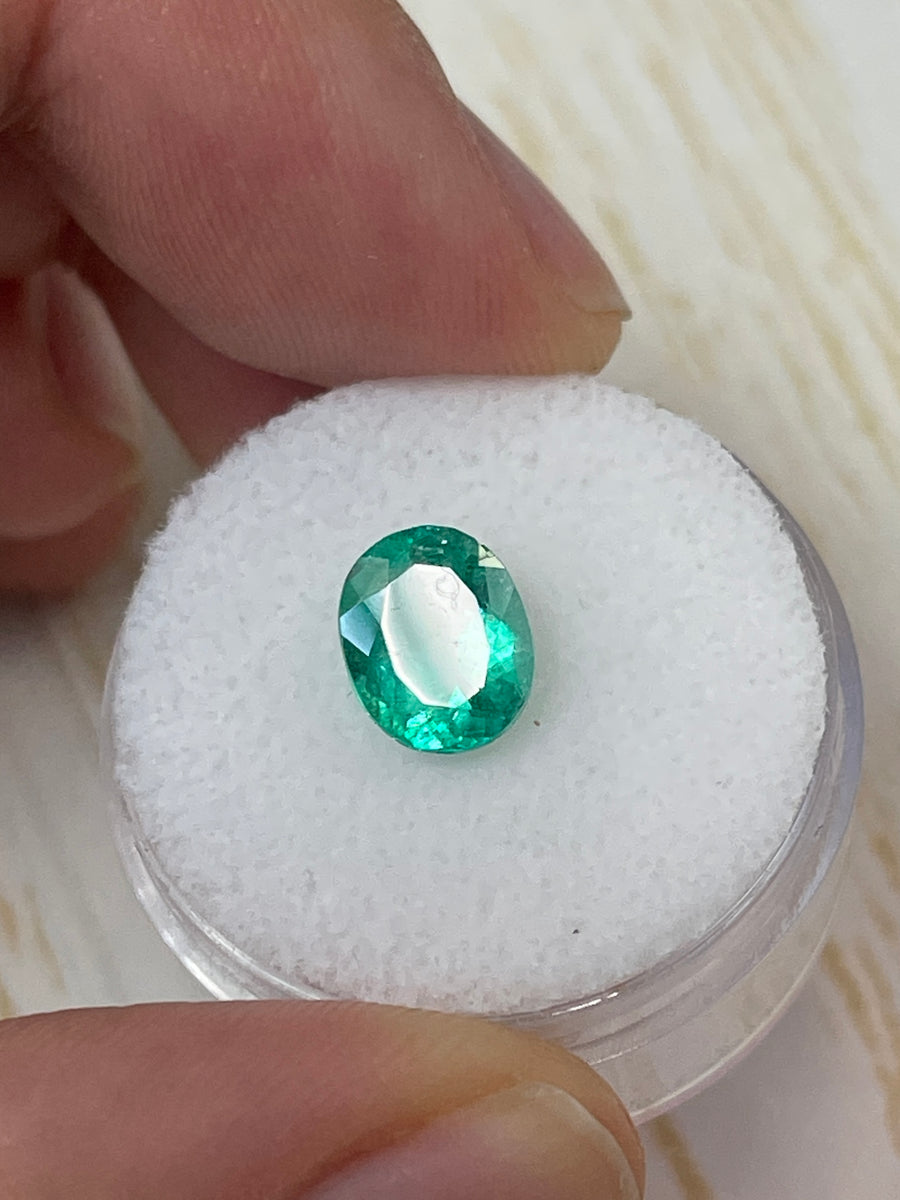 1.81 Carat Oval Cut Colombian Emerald - Eye-Clean, Bluish Green, Loose Stone
