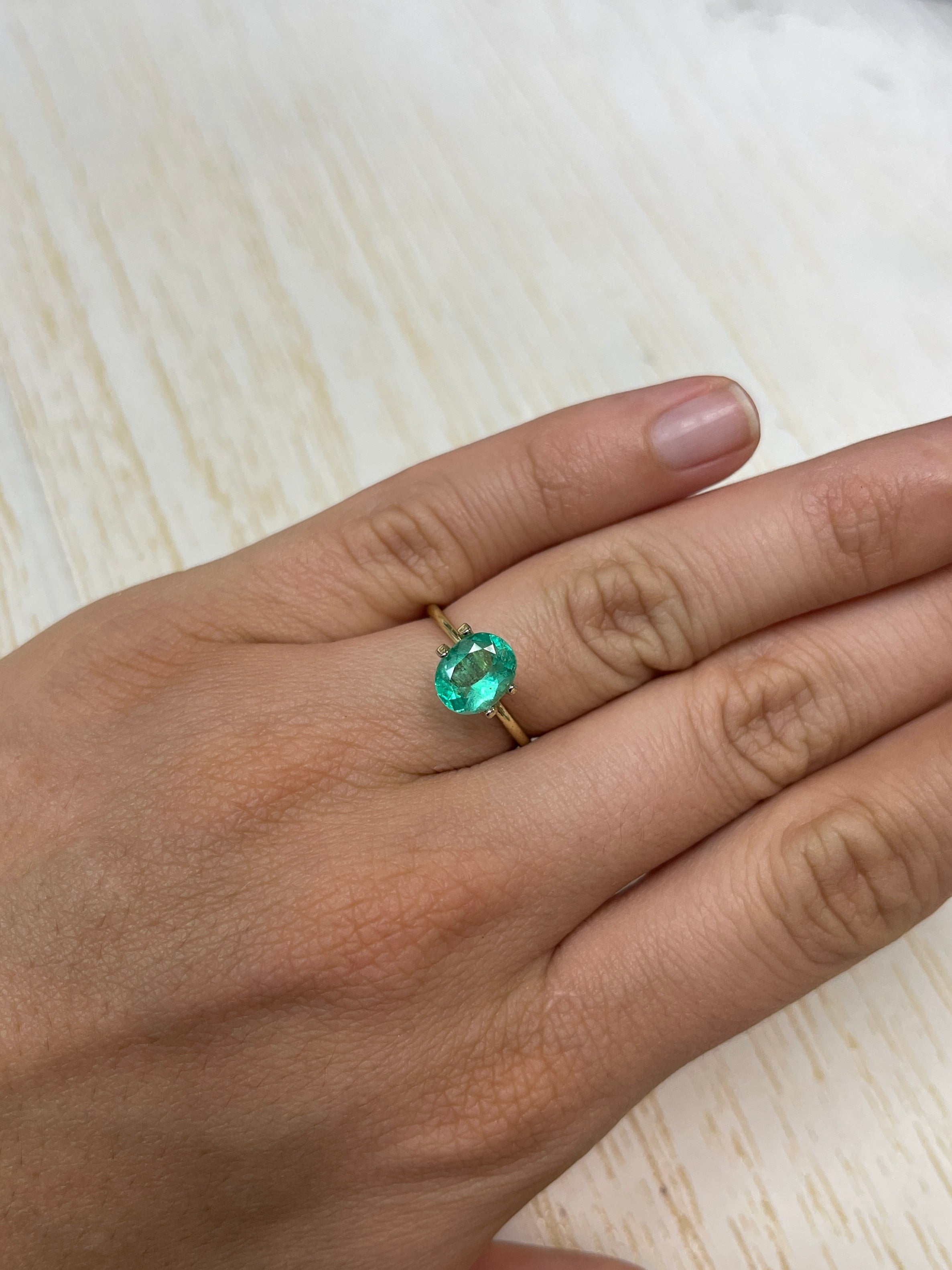 Oval Shaped 1.81 Carat Colombian Emerald - Natural, Bluish Green, No Inclusions