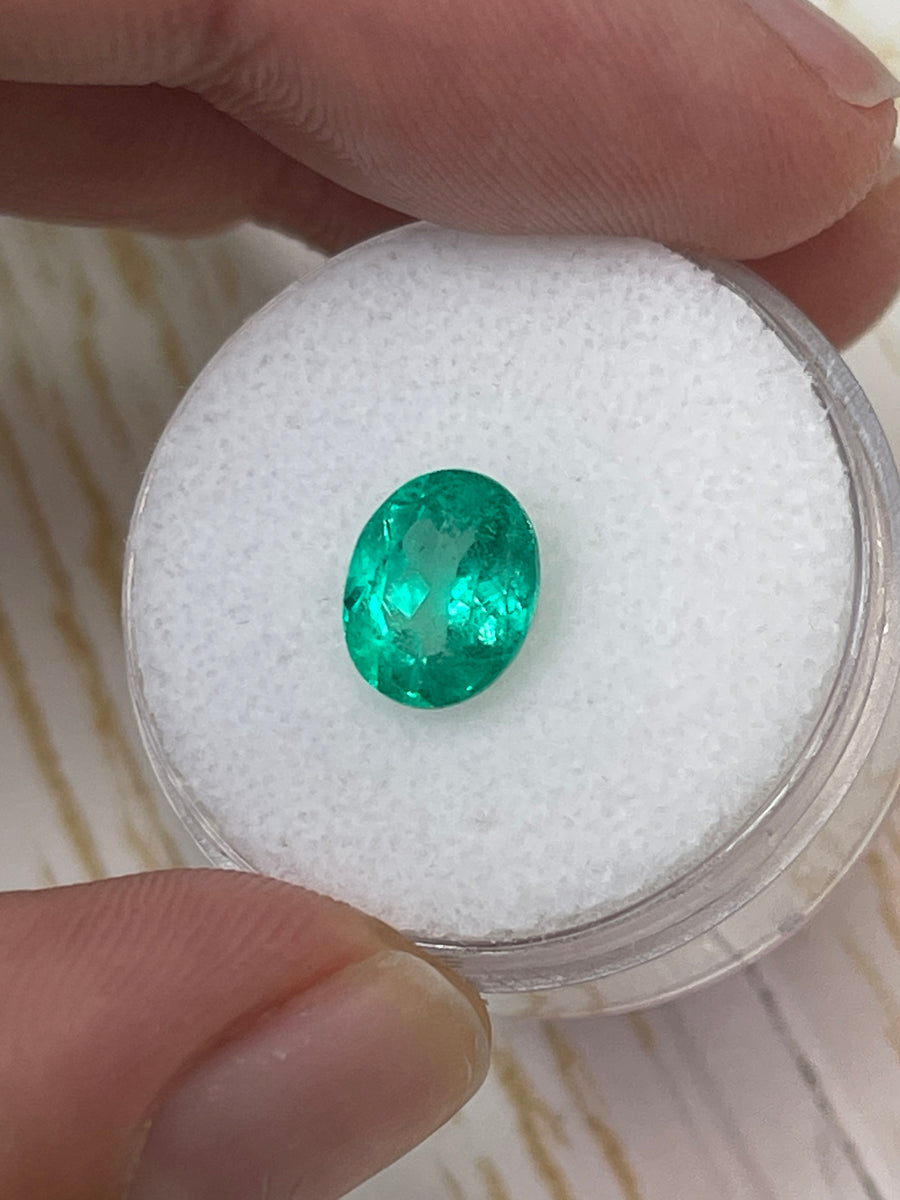 9x7 Oval Colombian Emerald - Vivid Green - 1.98 Carats