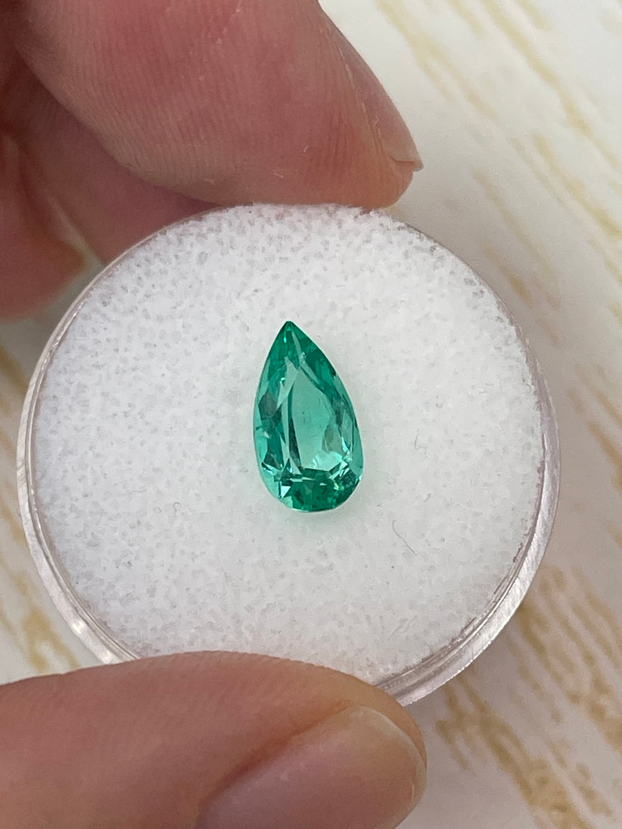 10x6 Loose Colombian Emerald - VVS Clarity, Pear Cut, 1.55 Carats