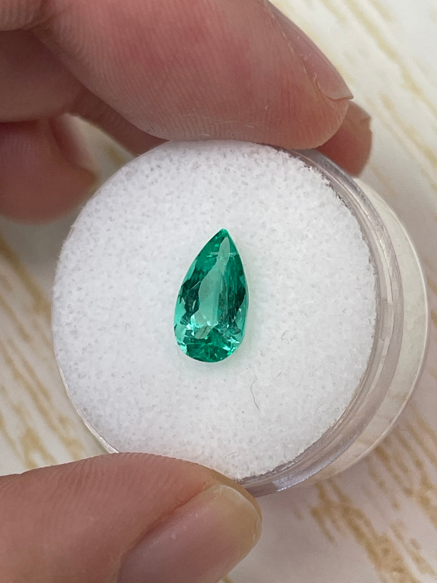Green Colombian Emerald - 1.55 Carat Pear Cut with VVS Clarity