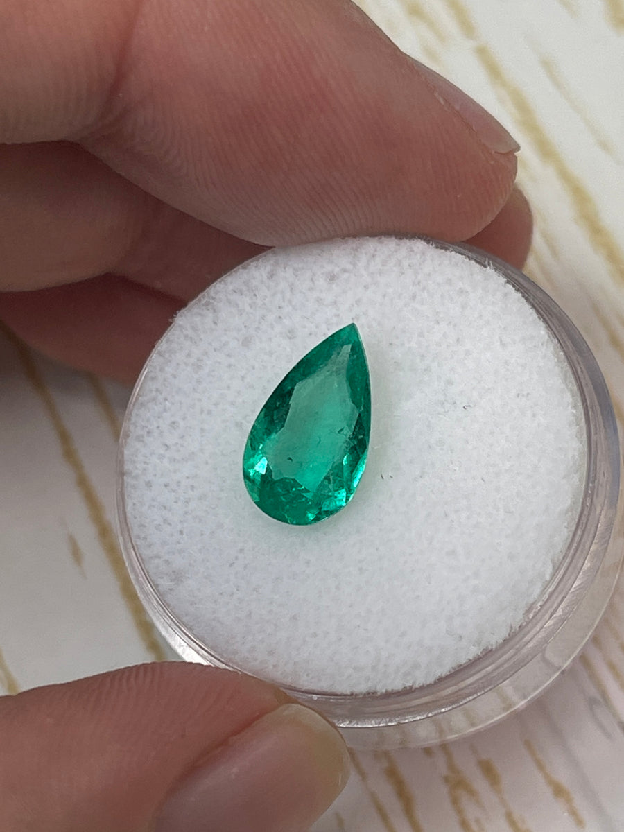 Spring Green Colombian Emerald - 1.93 Carat Loose Gem in Pear Cut