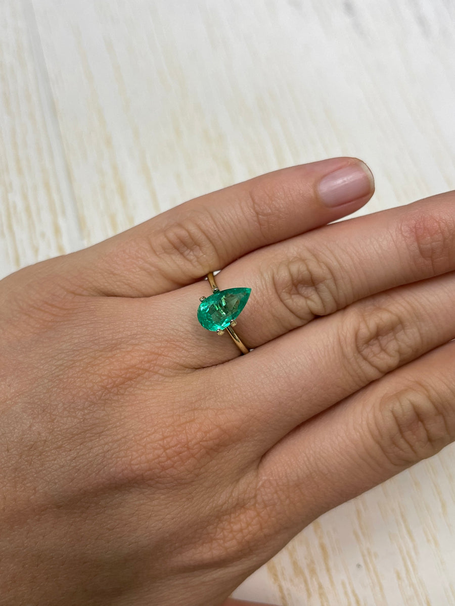 Loose Colombian Emerald - 1.93 Carat Pear Shaped, Radiant Spring Green