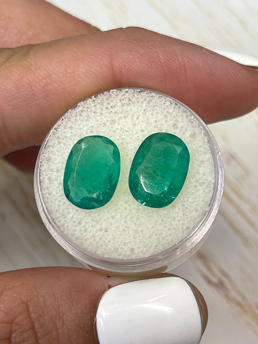 Two Beautiful Loose Colombian Emeralds - 12x8.5 mm - 4.84 Carats