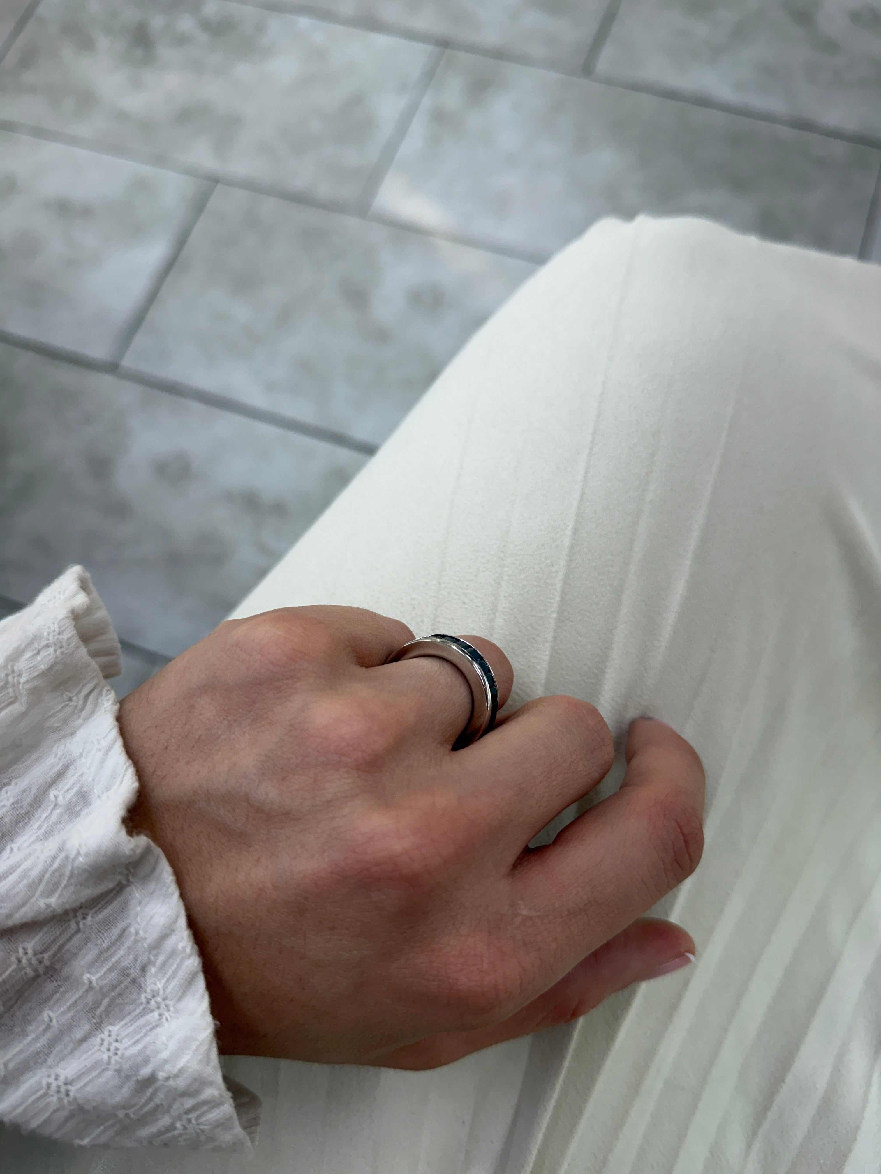 10.05tcw Platinum AAA+ Baguette Colombian Emerald & Blue Sapphire Channel Set Eternity Band- Size 7 - JR Colombian Emeralds