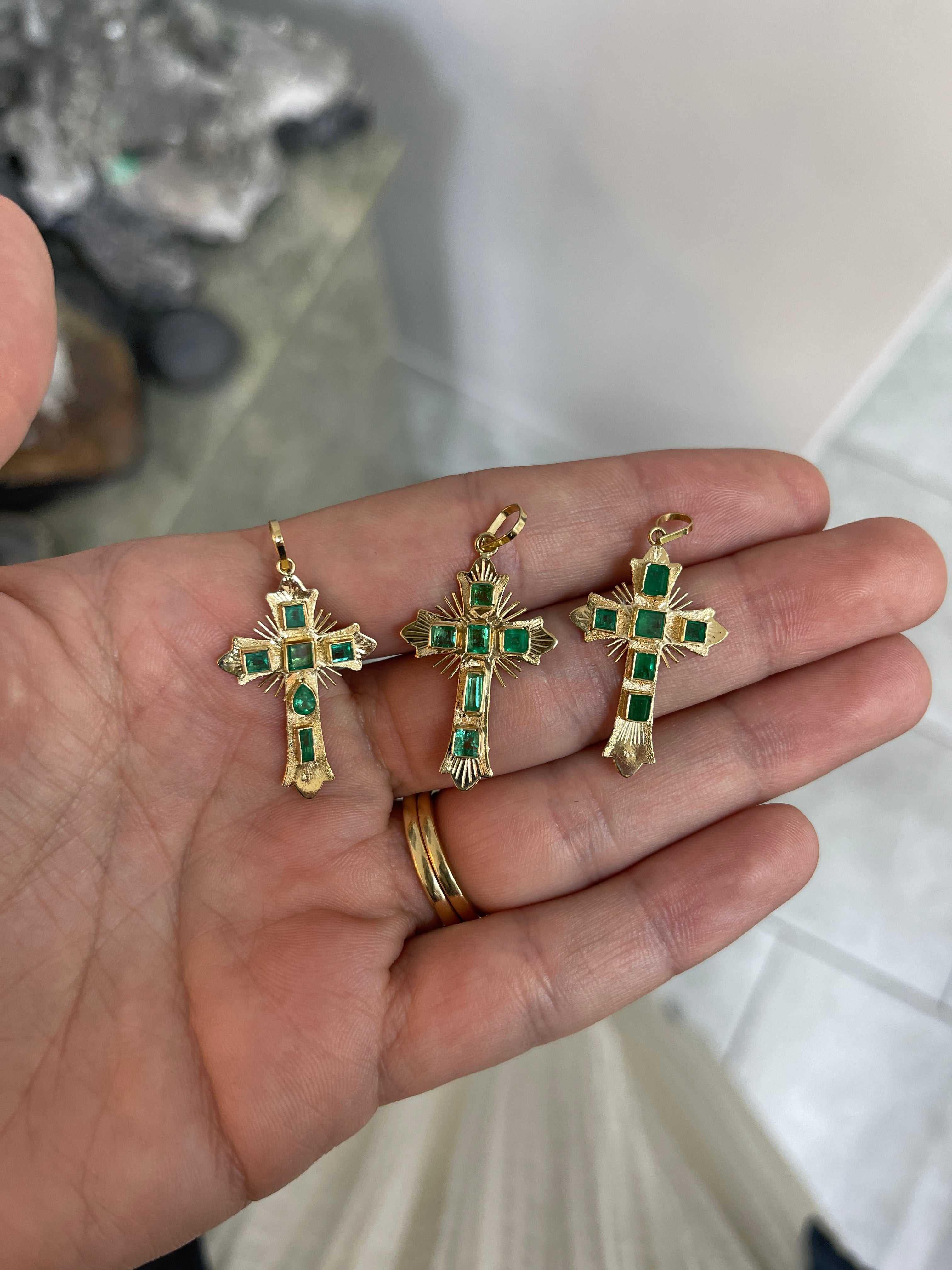 As seen on Instagram: Pre Columbian Inspired 18K Colombian Emerald Crosses - JR Colombian Emeralds