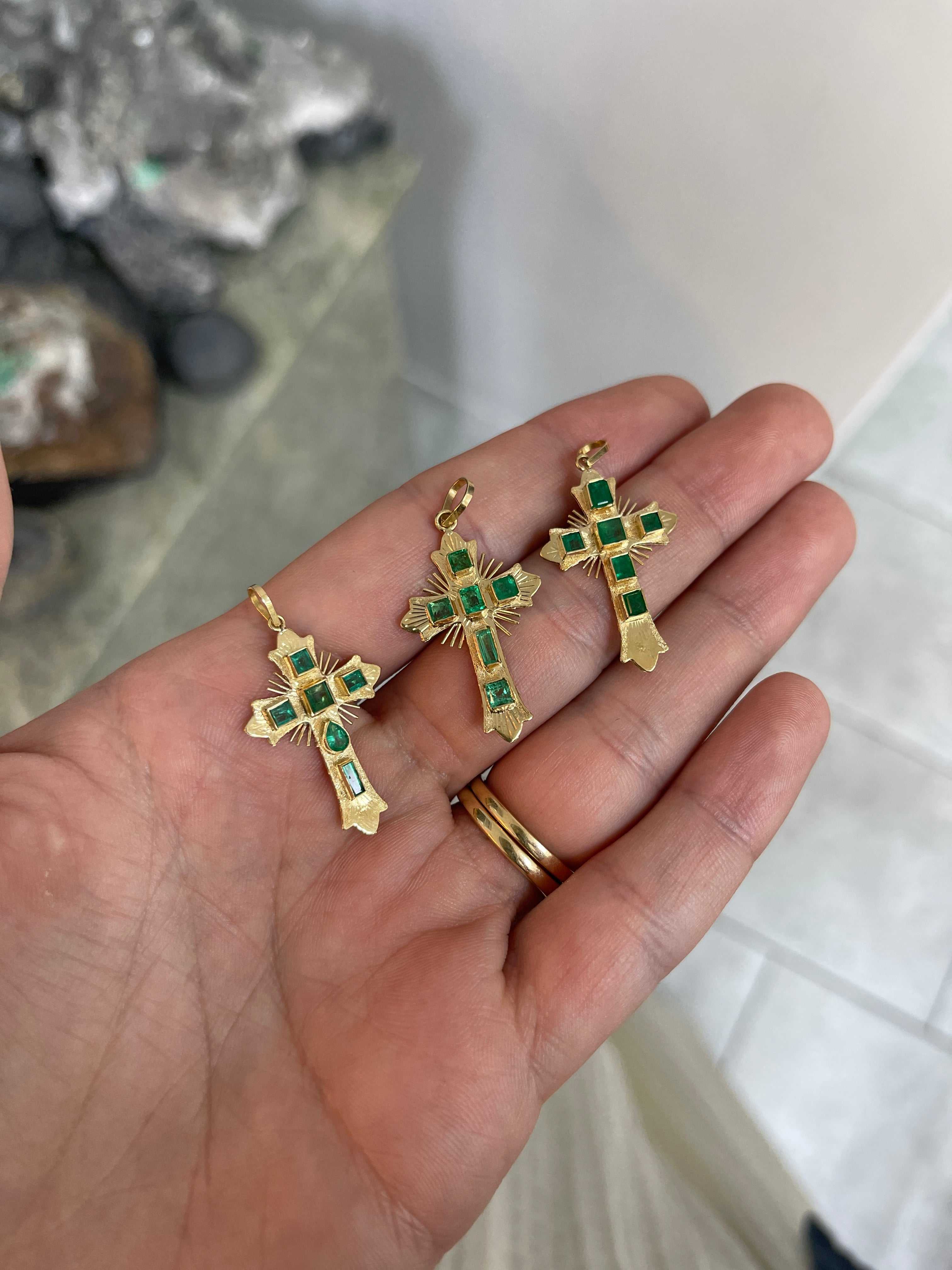As seen on Instagram: Pre Columbian Inspired 18K Colombian Emerald Crosses - JR Colombian Emeralds