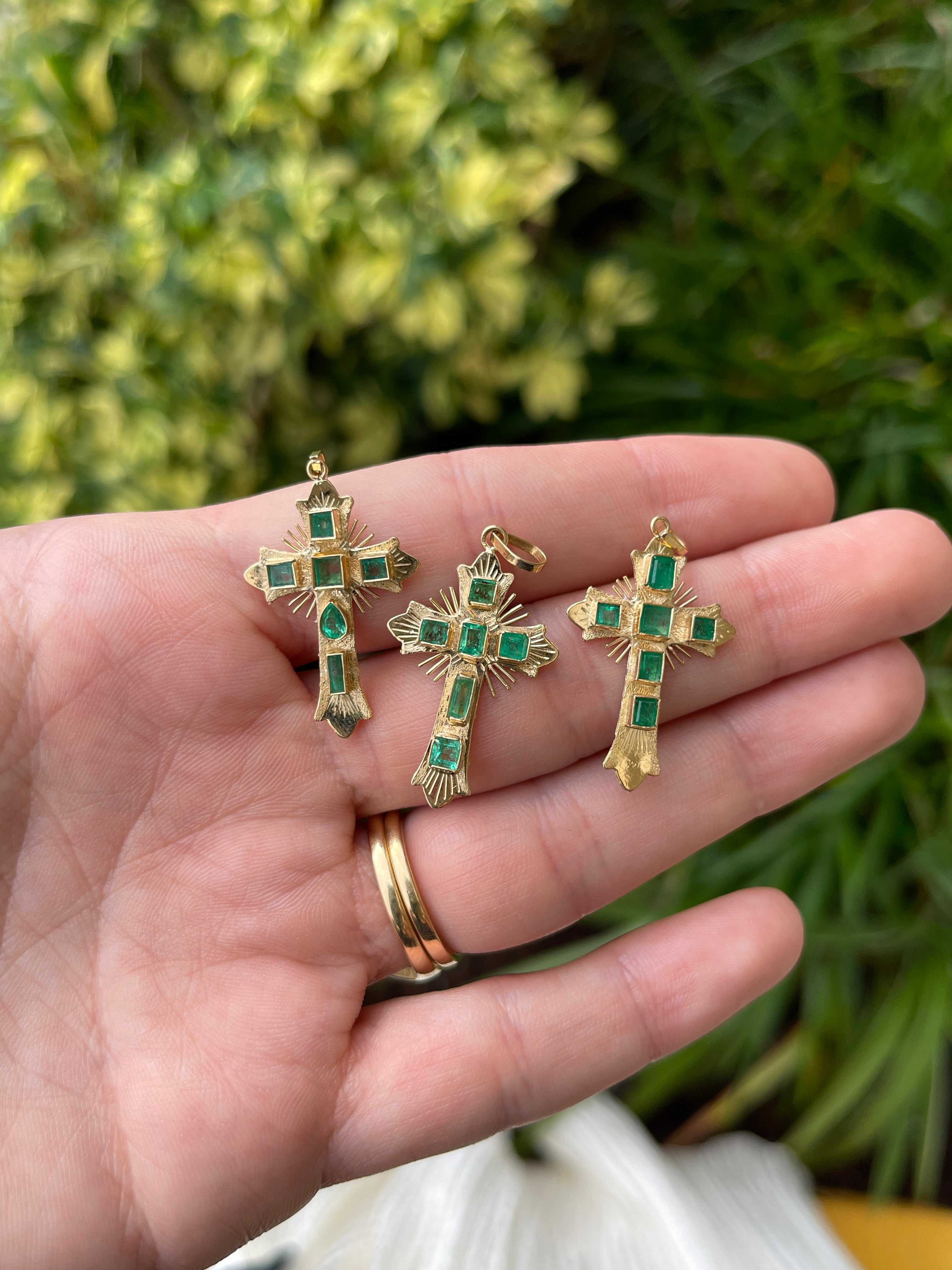 As seen on Instagram: Pre Columbian Inspired 18K Colombian Emerald Crosses - JR Colombian Emeralds