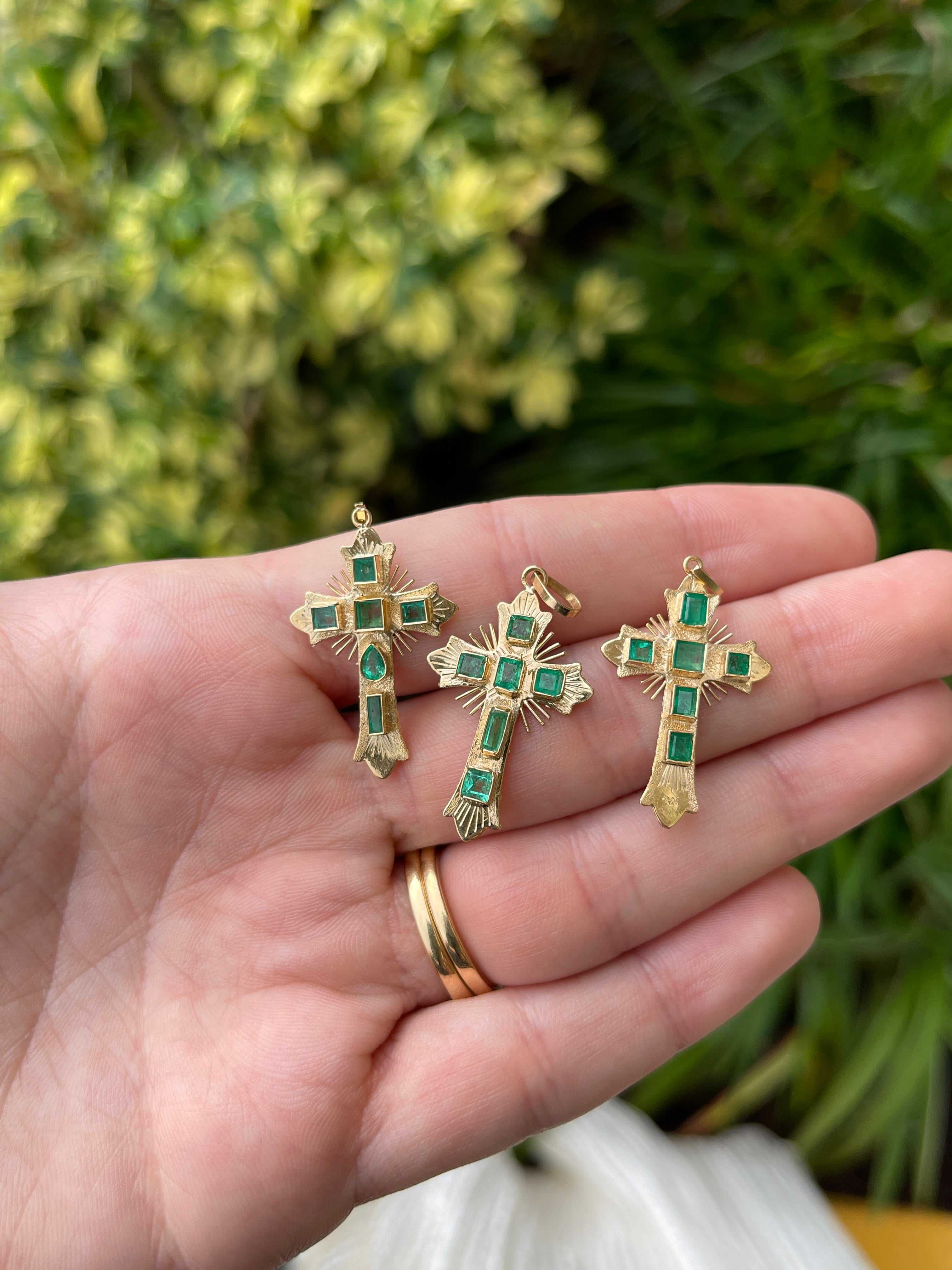As seen on Instagram: Pre Columbian Inspired 18K Colombian Emerald Crosses - JR Colombian Emeralds