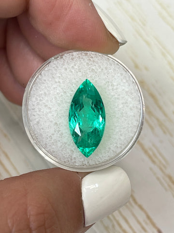 Natural Colombian Green Emerald Marquise, 6.84 Carats, 18.5x9 Dimensions