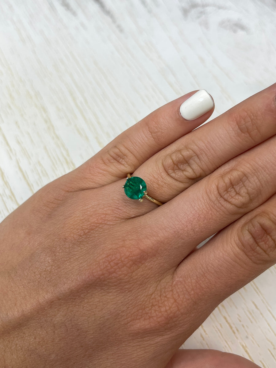 1.38 Carat Round Loose Emerald - Genuine Muzo Colombian Gem, Rich Green