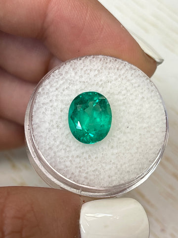 Oval-Cut 3.07 Carat Muzo Green Colombian Emerald