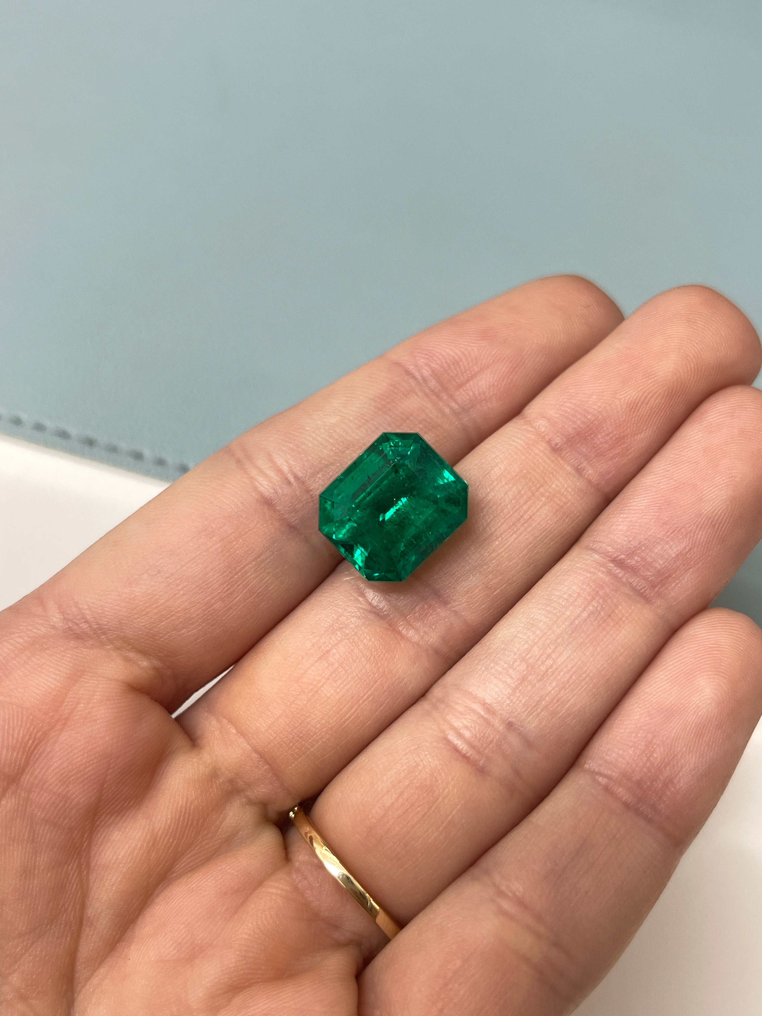 Large 12.81 Carat GRS Minor Oil Vivid Green Colombian Emerald-Loose