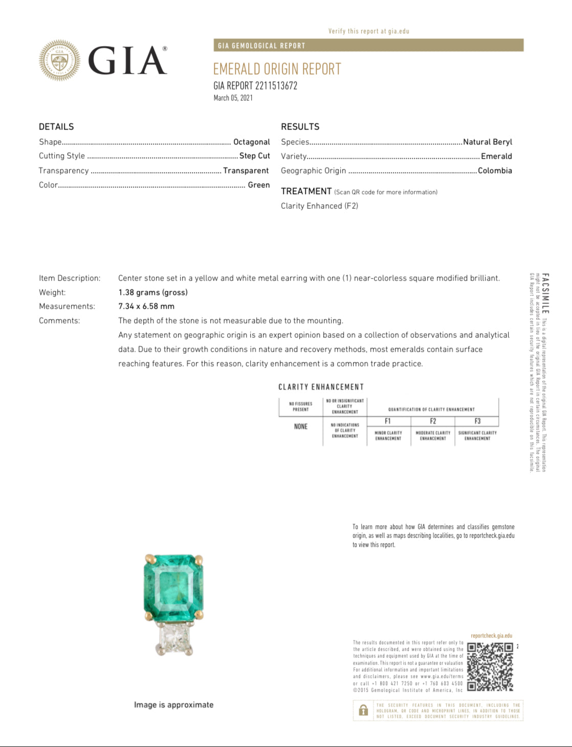 3.10tcw GIA Certified Colombian Emerald & Princess Cut Diamond Earrings 18K Two Toned Gold