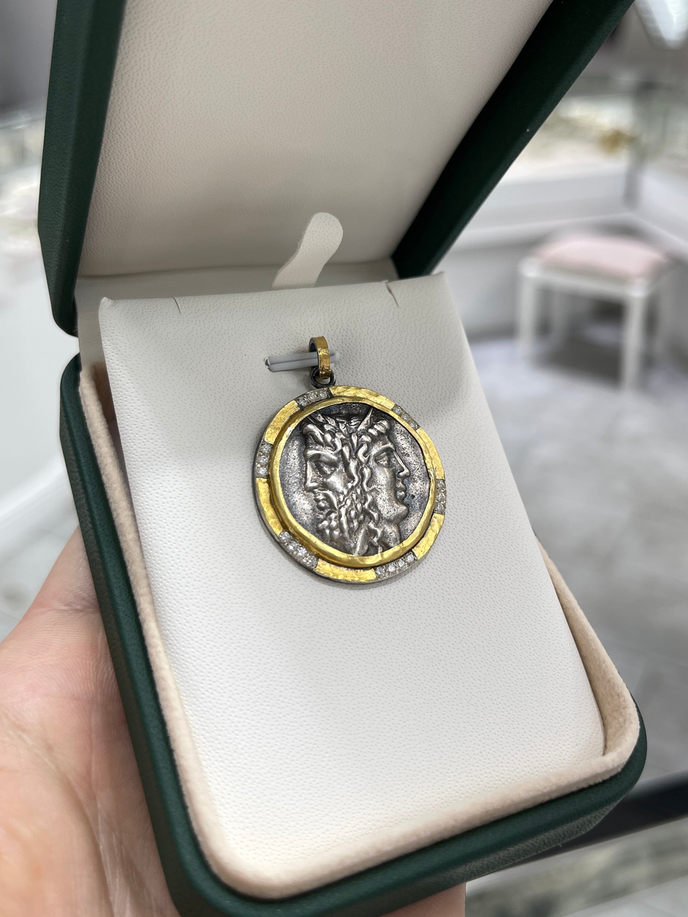 Janus & Janus 24K Gold & Diamond Medallion Pendant