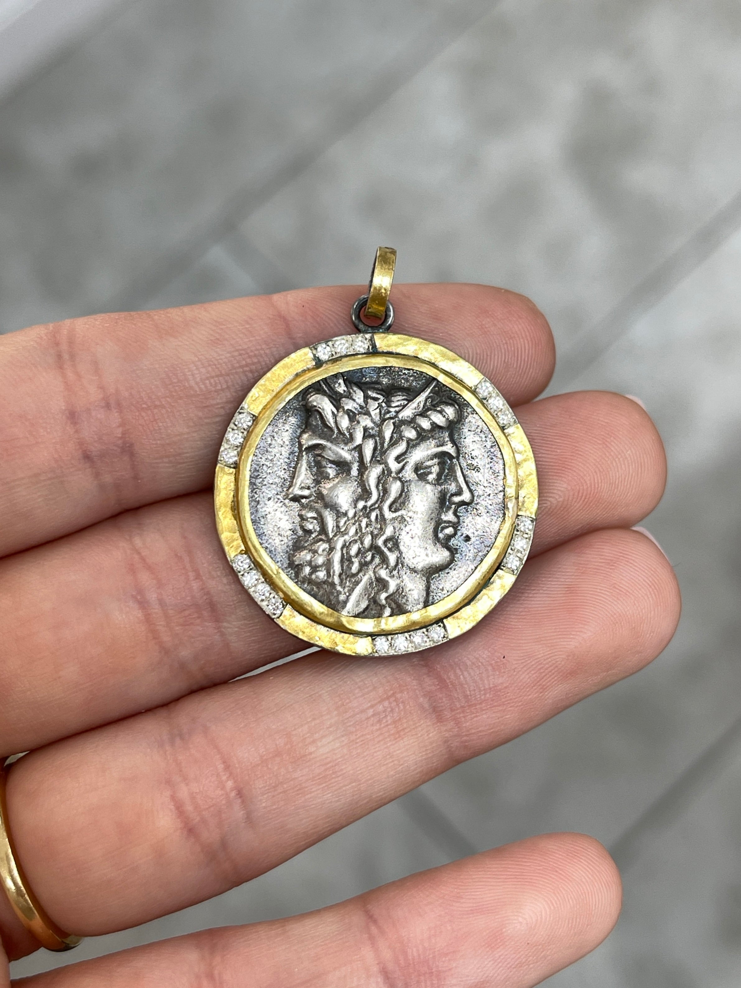 Janus & Janus 24K Gold & Diamond Medallion Pendant