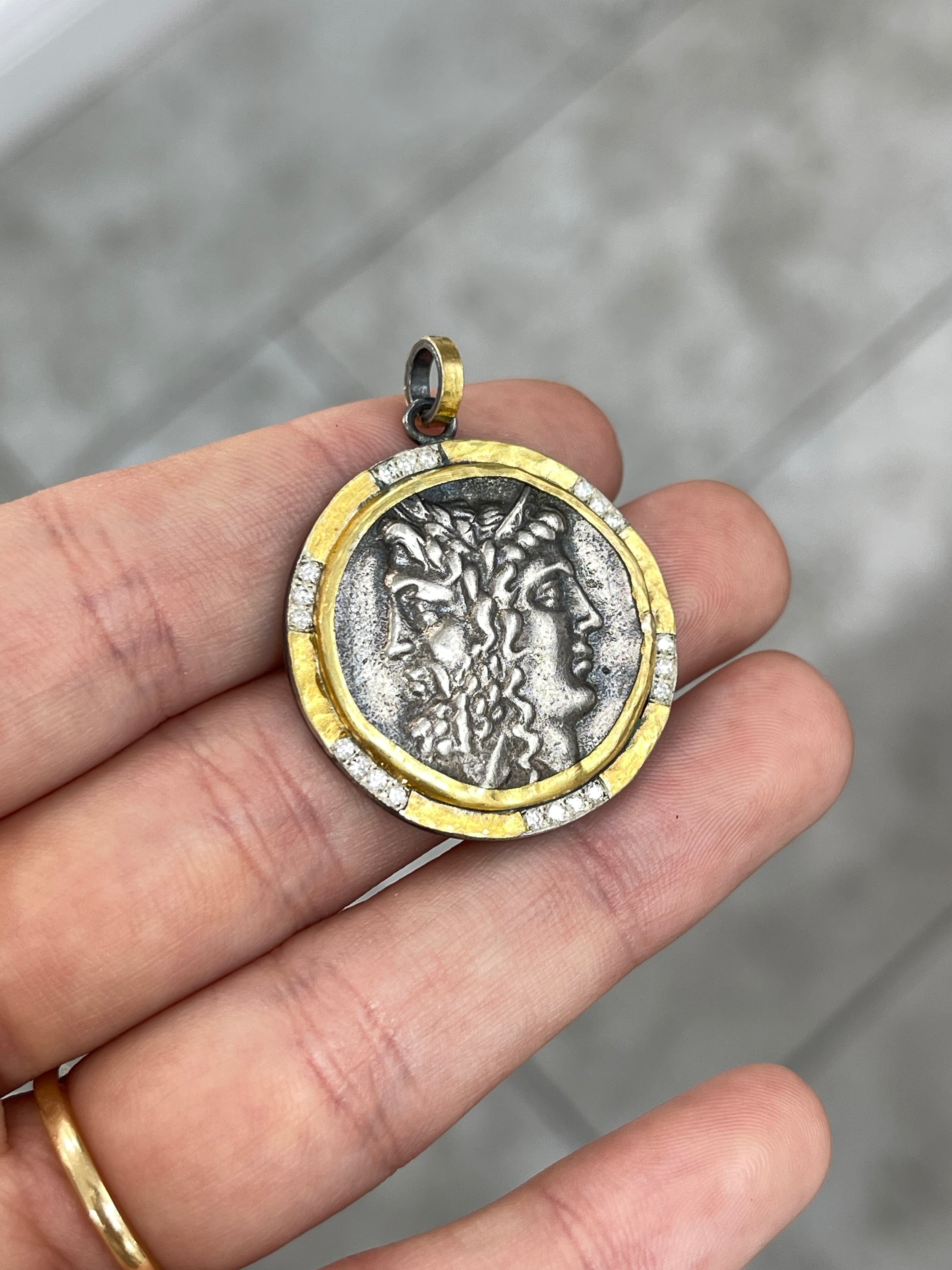 Janus & Janus 24K Gold & Diamond Medallion Pendant