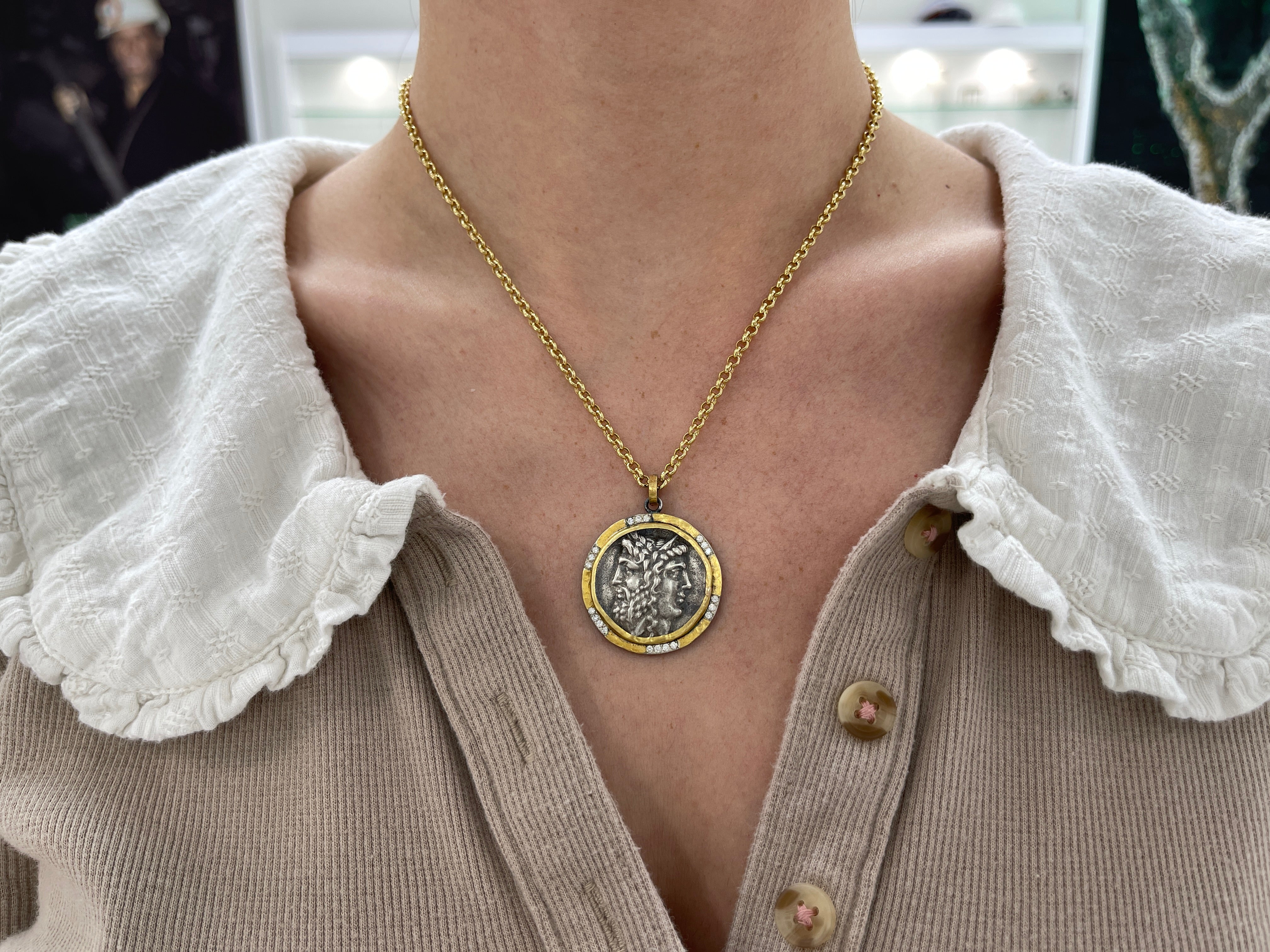 Janus & Janus 24K Gold & Diamond Medallion Pendant