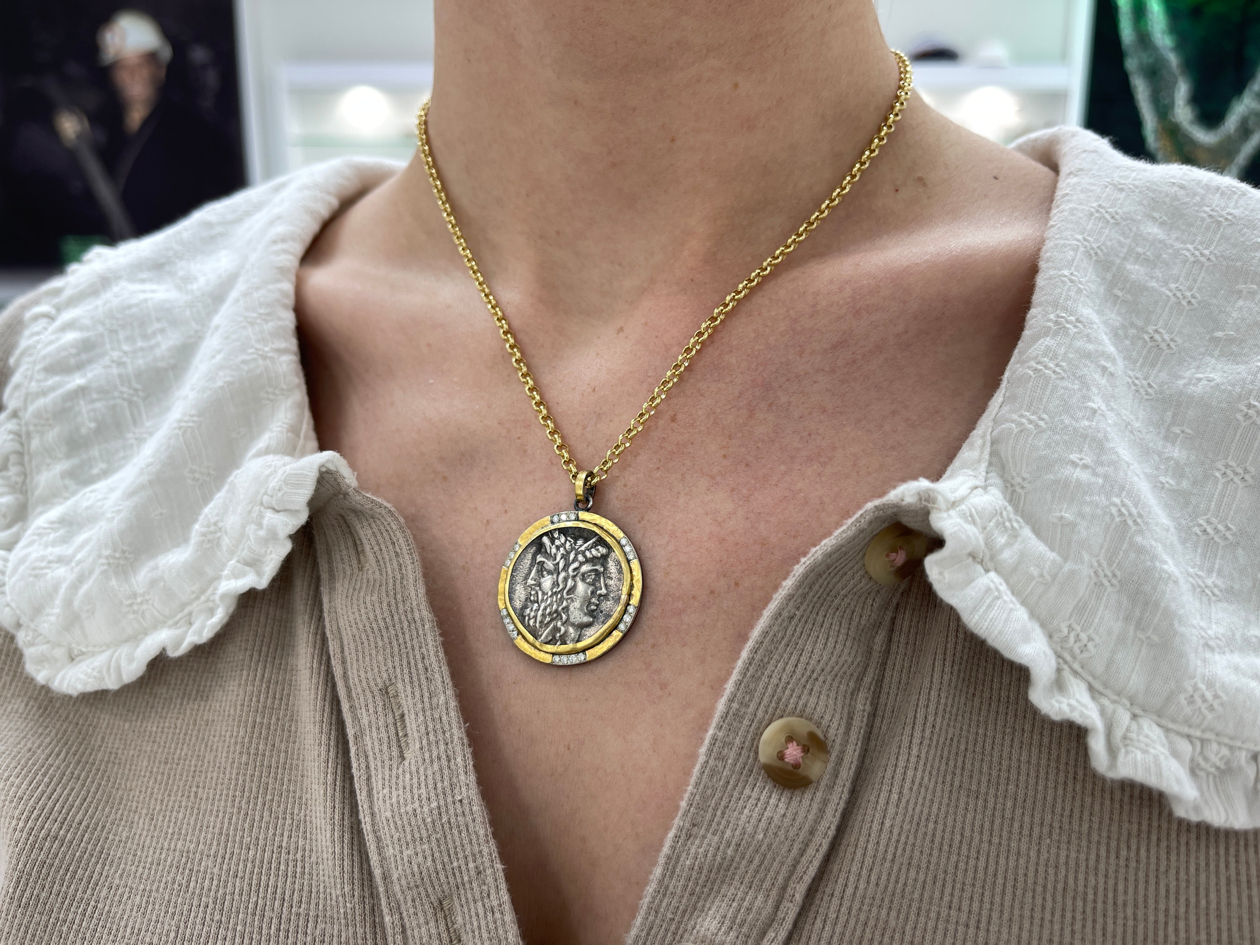 Janus & Janus 24K Gold & Diamond Medallion Pendant