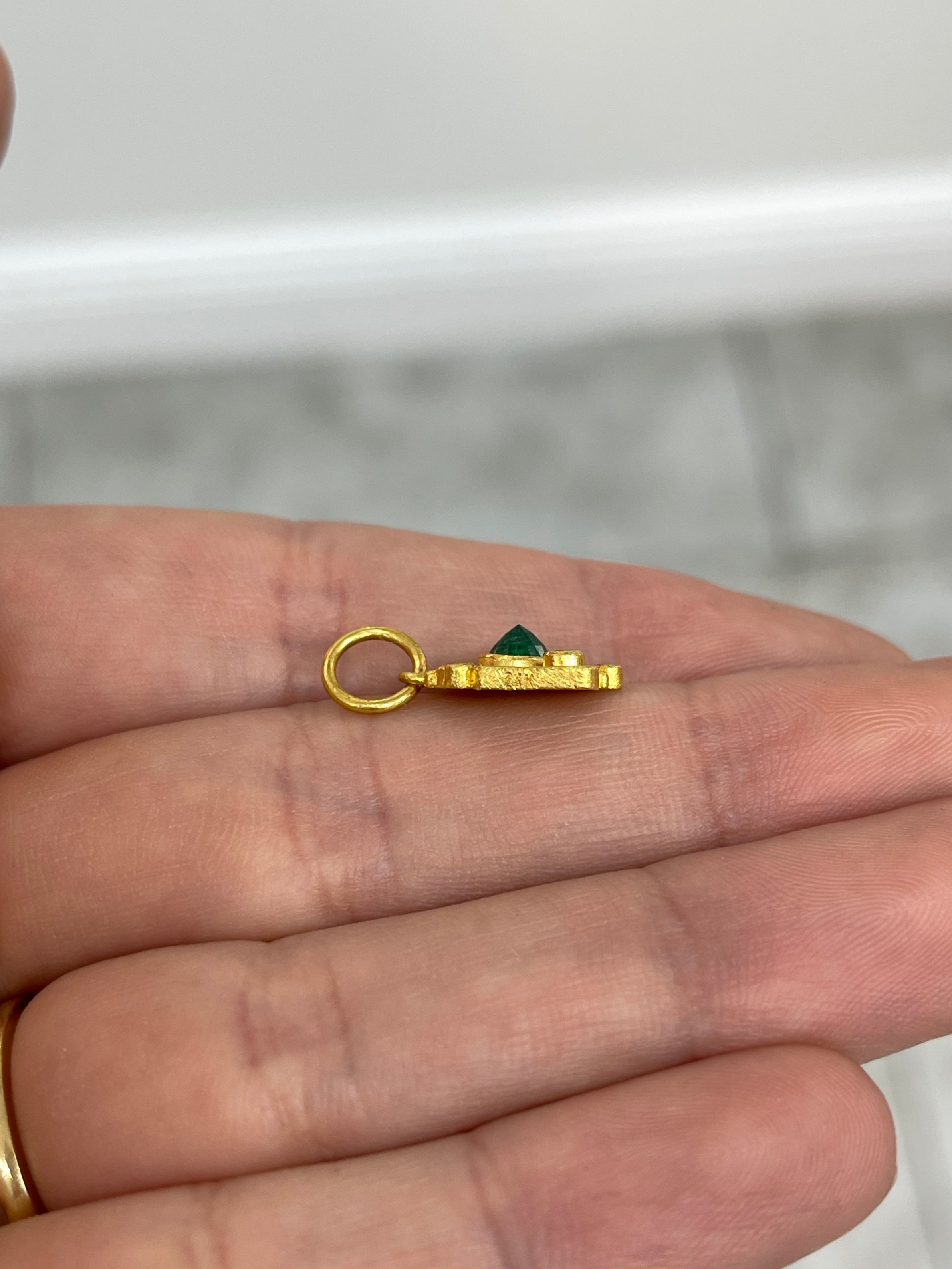 24K Gold Emerald & Diamond Camera Charm Pendant - JR Colombian Emeralds