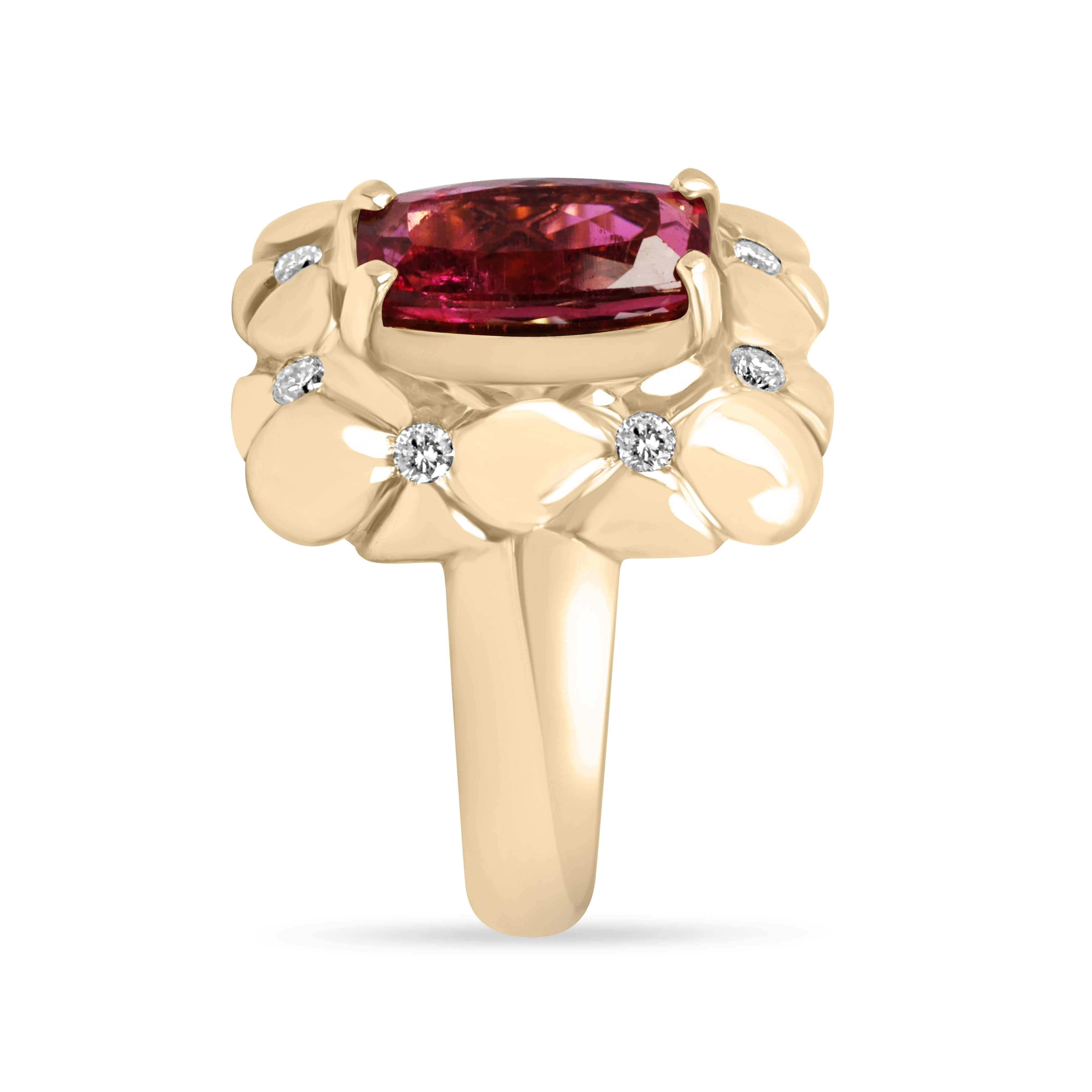 3.60tcw 18K Exquisite Natural Convex EC Rubellite & Diamond Cocktail Ring - JR Colombian Emeralds