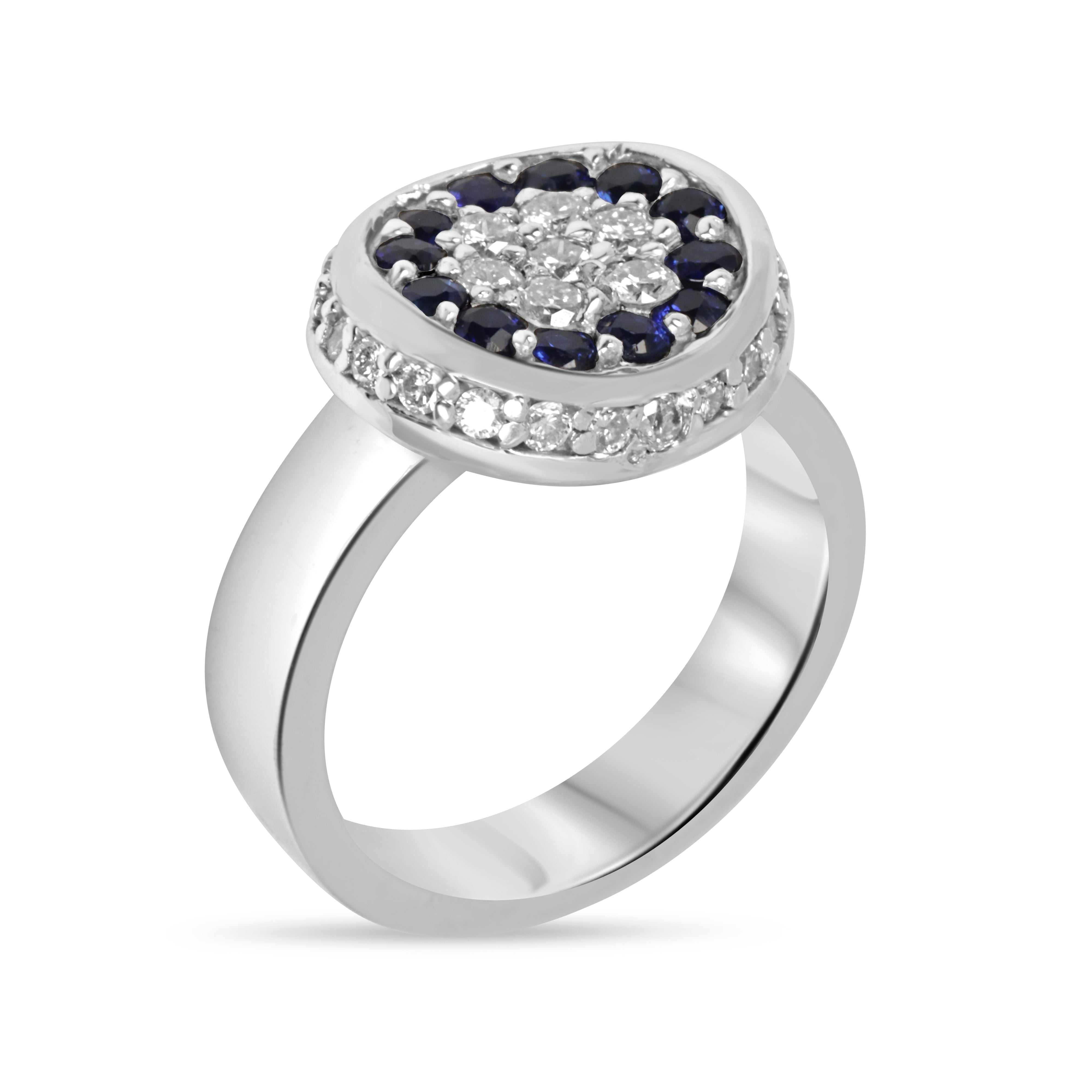 1.25tcw AAA+ Natural Blue Sapphire & Diamond Cluster Ring 14K - JR Colombian Emeralds