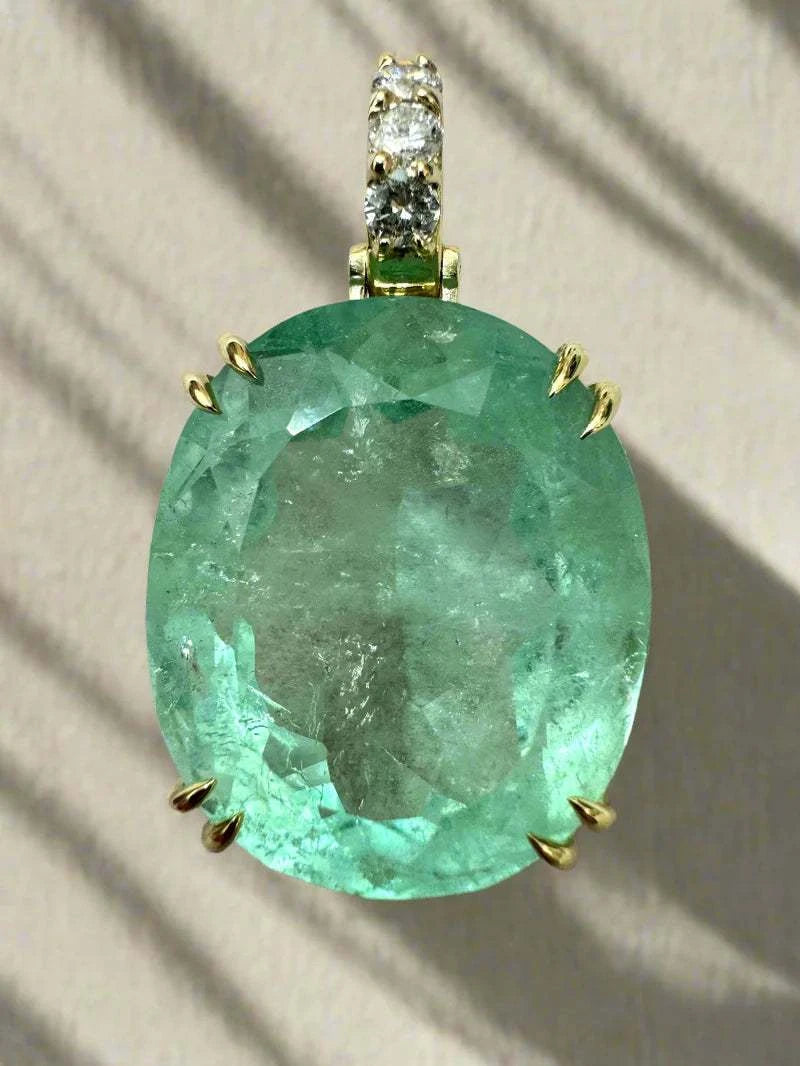 LARGE 21.62 Carat 19x17 Earthy Green Natural Loose Colombian Emerald-Cushion Cut - JR Colombian Emeralds