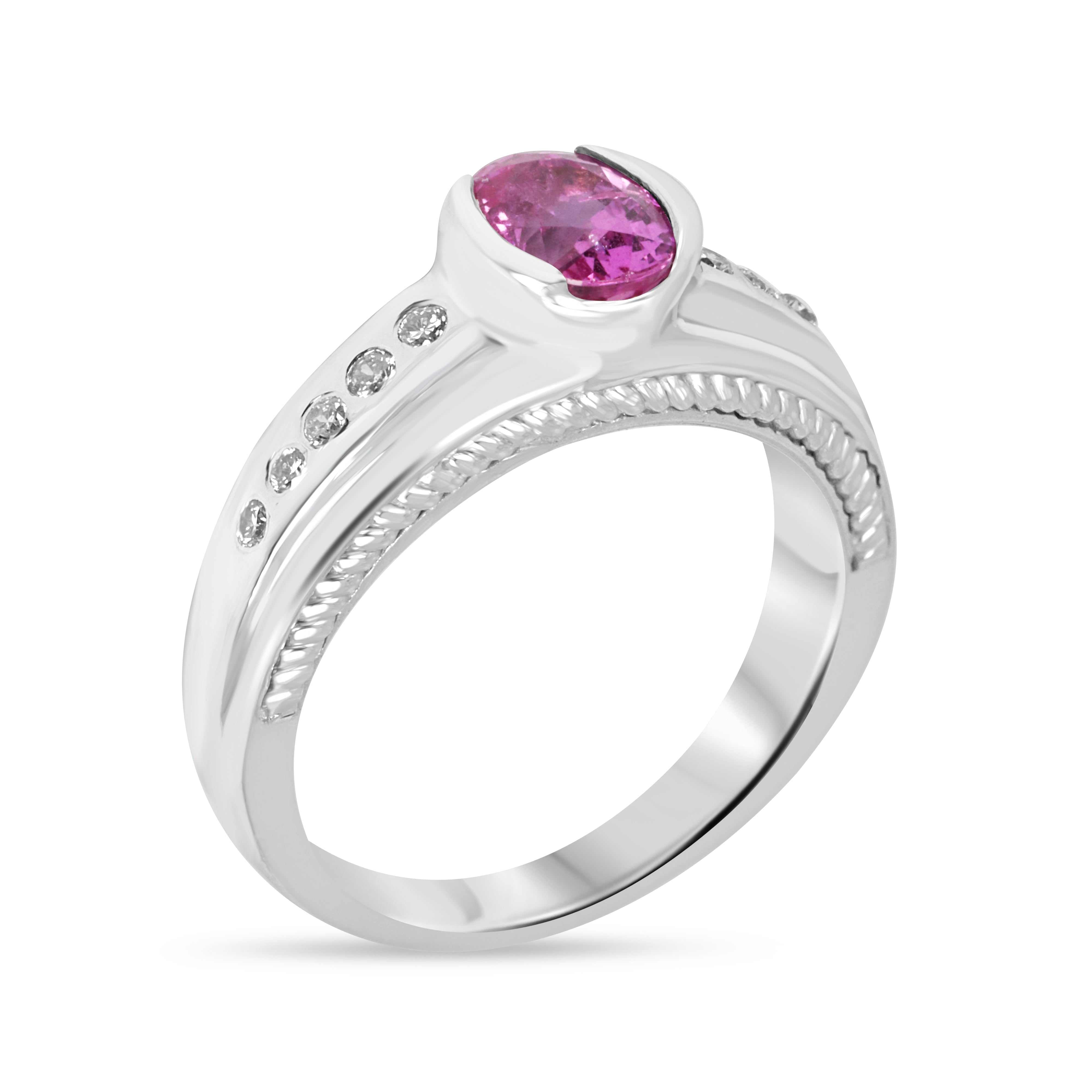 1.20tcw 14K AAA+ Natural Oval Pink Tourmaline & Diamond Accent Ring - JR Colombian Emeralds