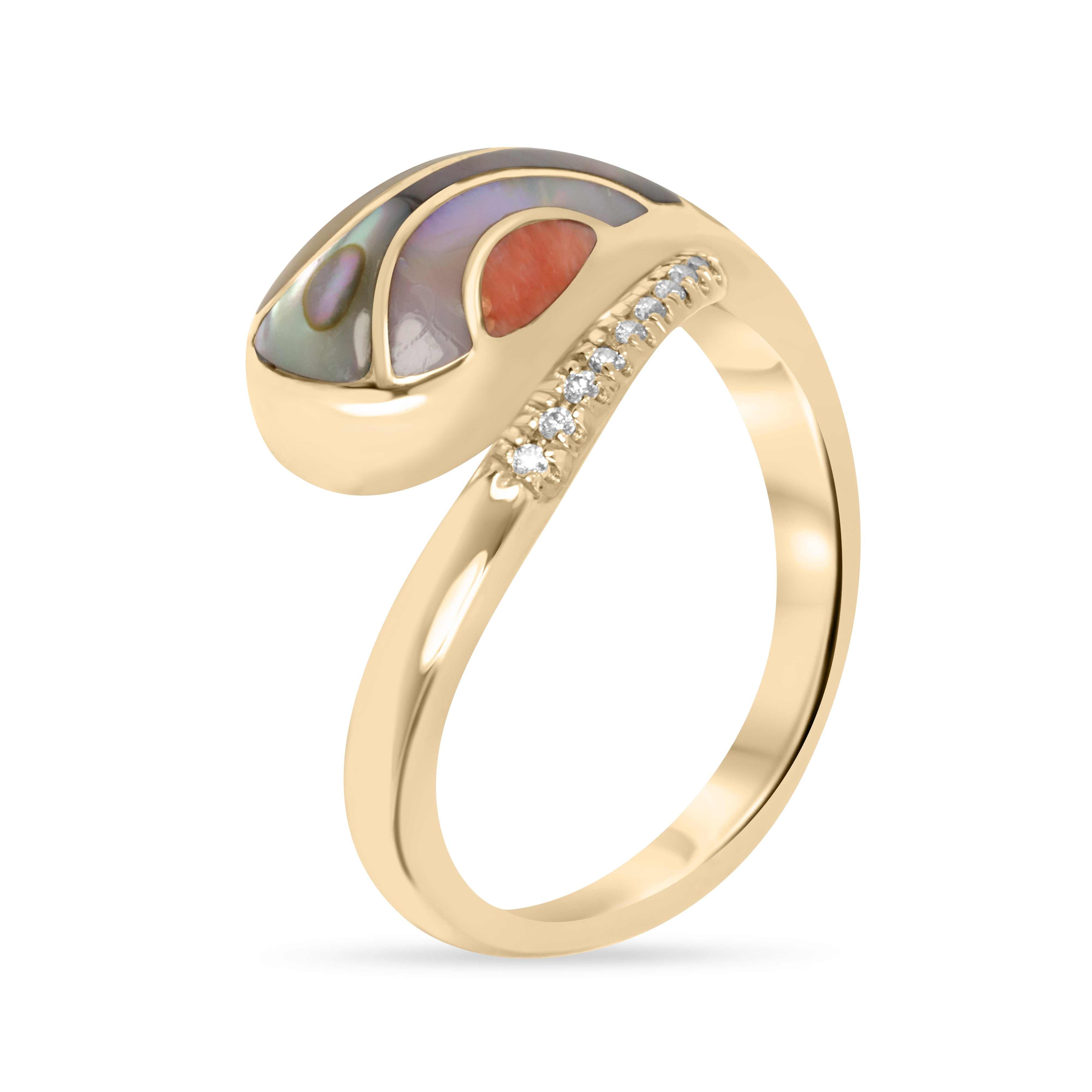 3.06tcw 18K Serpenti Mother of Pearl, Agate, & Diamond Snake Ring