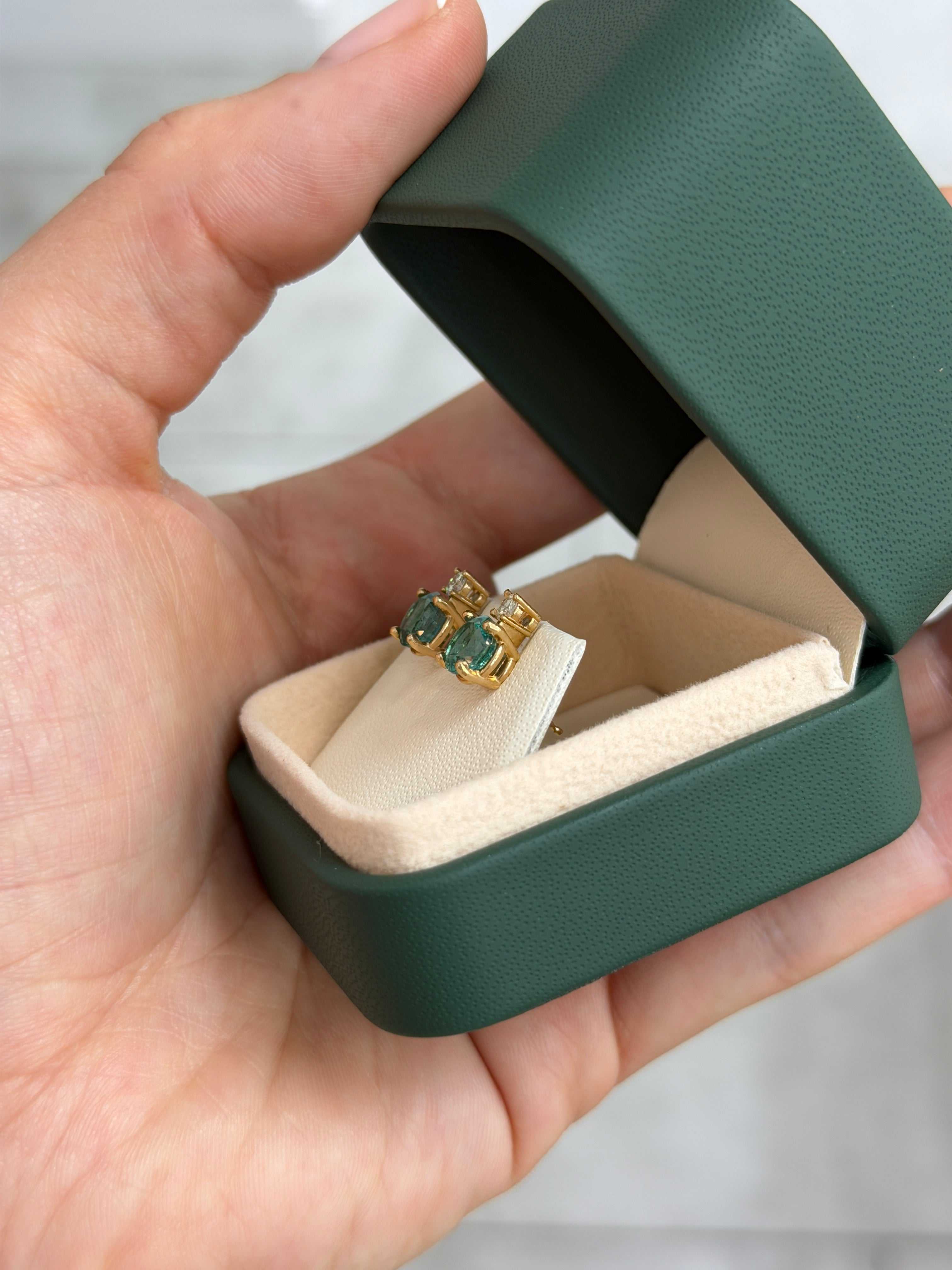 2.30tcw Round Emerald & Diamond Accented Stud 14K Gold