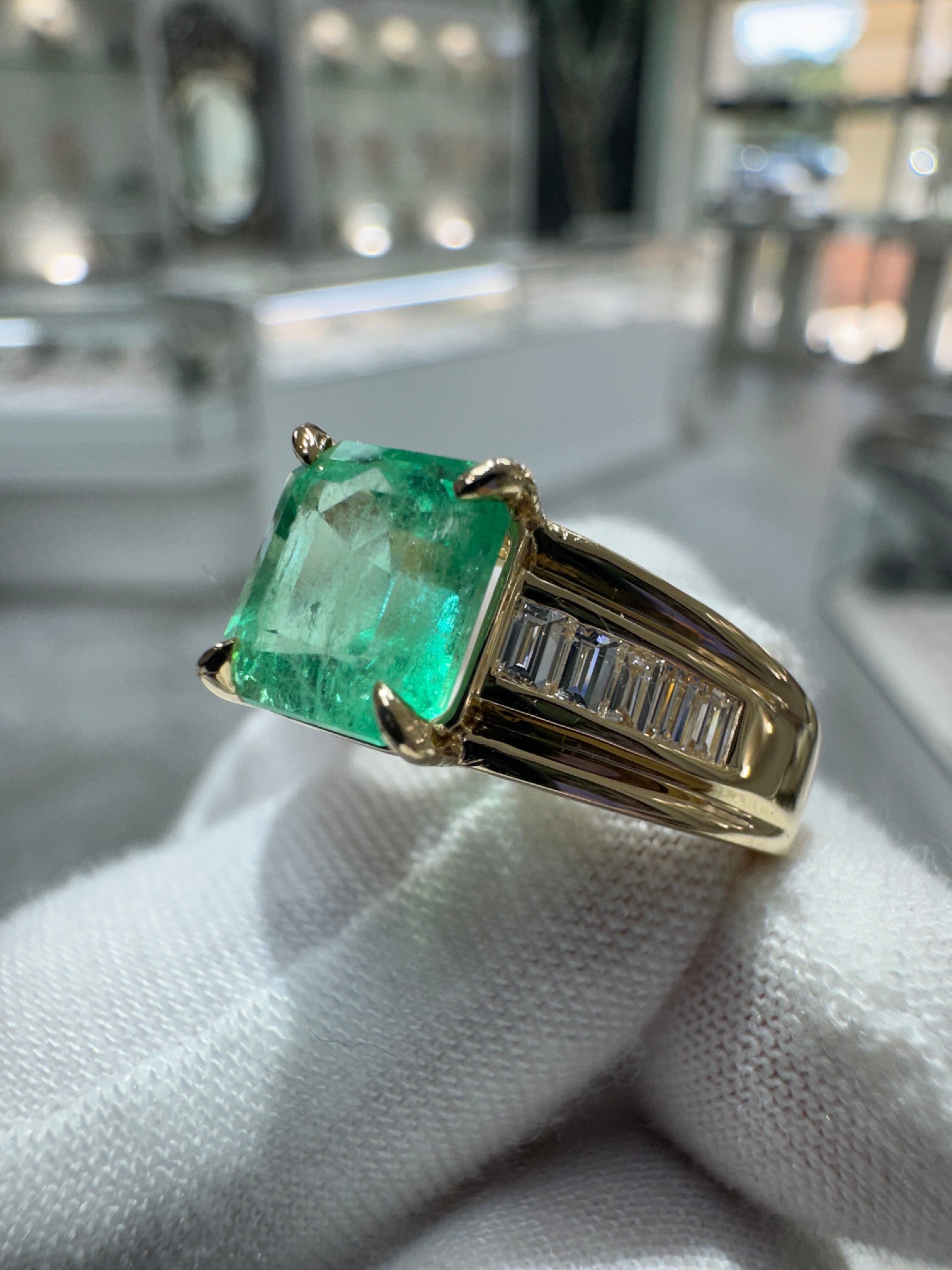 50% Deposit 2.03 Carat 8x7 Eye Clean Bluish Green Emerald Cut Natural Unset Colombian Emerald