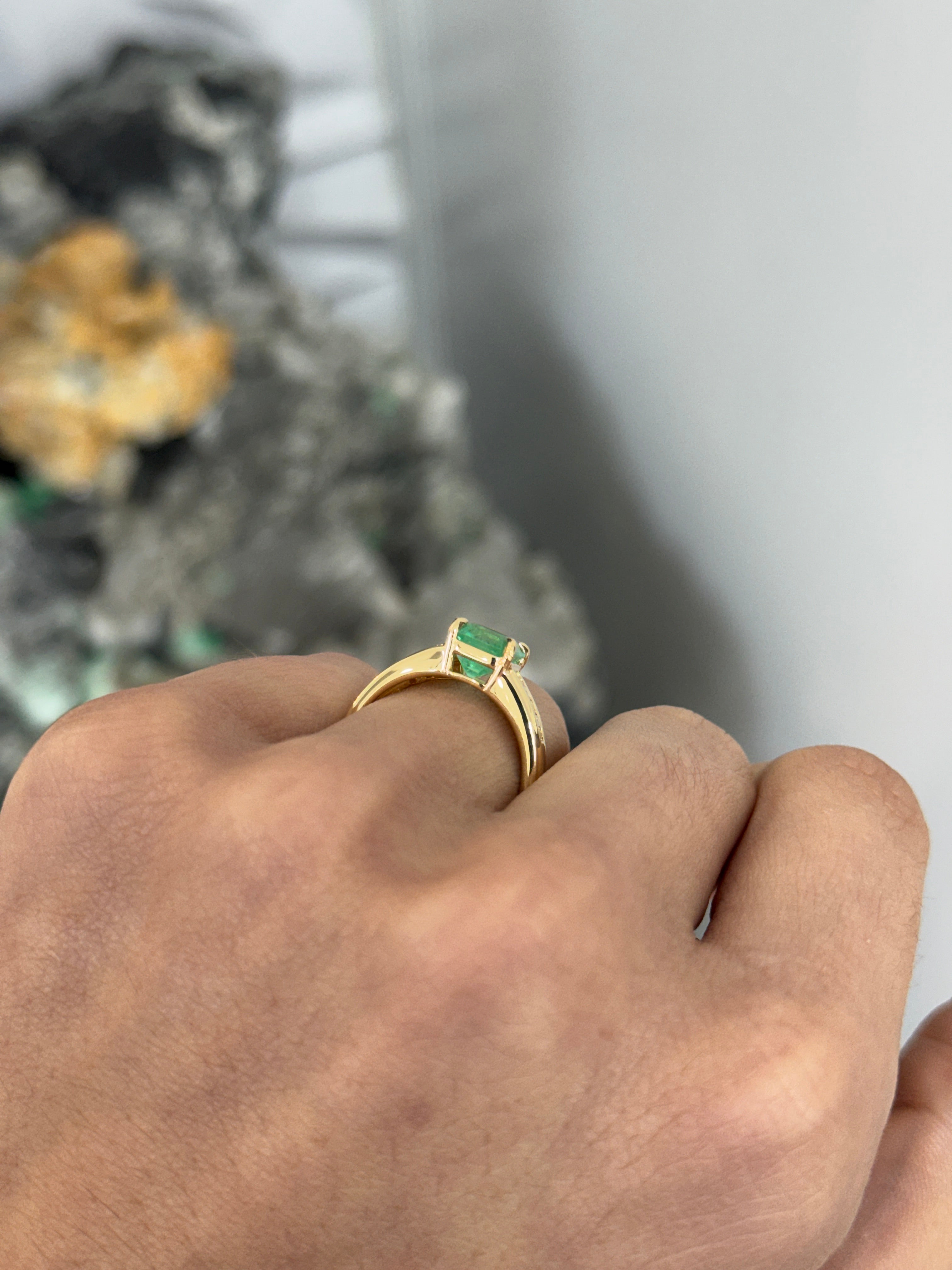 50% Deposit 2.03 Carat 8x7 Eye Clean Bluish Green Emerald Cut Natural Unset Colombian Emerald