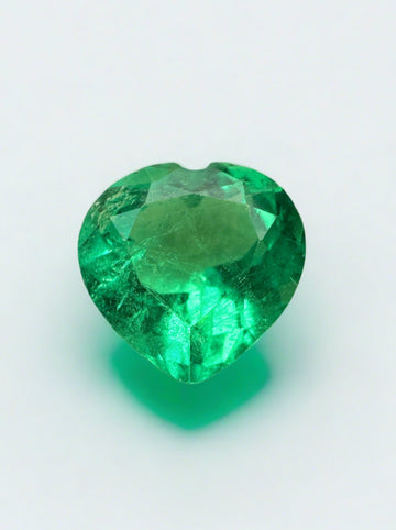 2.45 Carat 9x9 Yellowish Green Natural Loose Colombian Emerald-Heart Cut