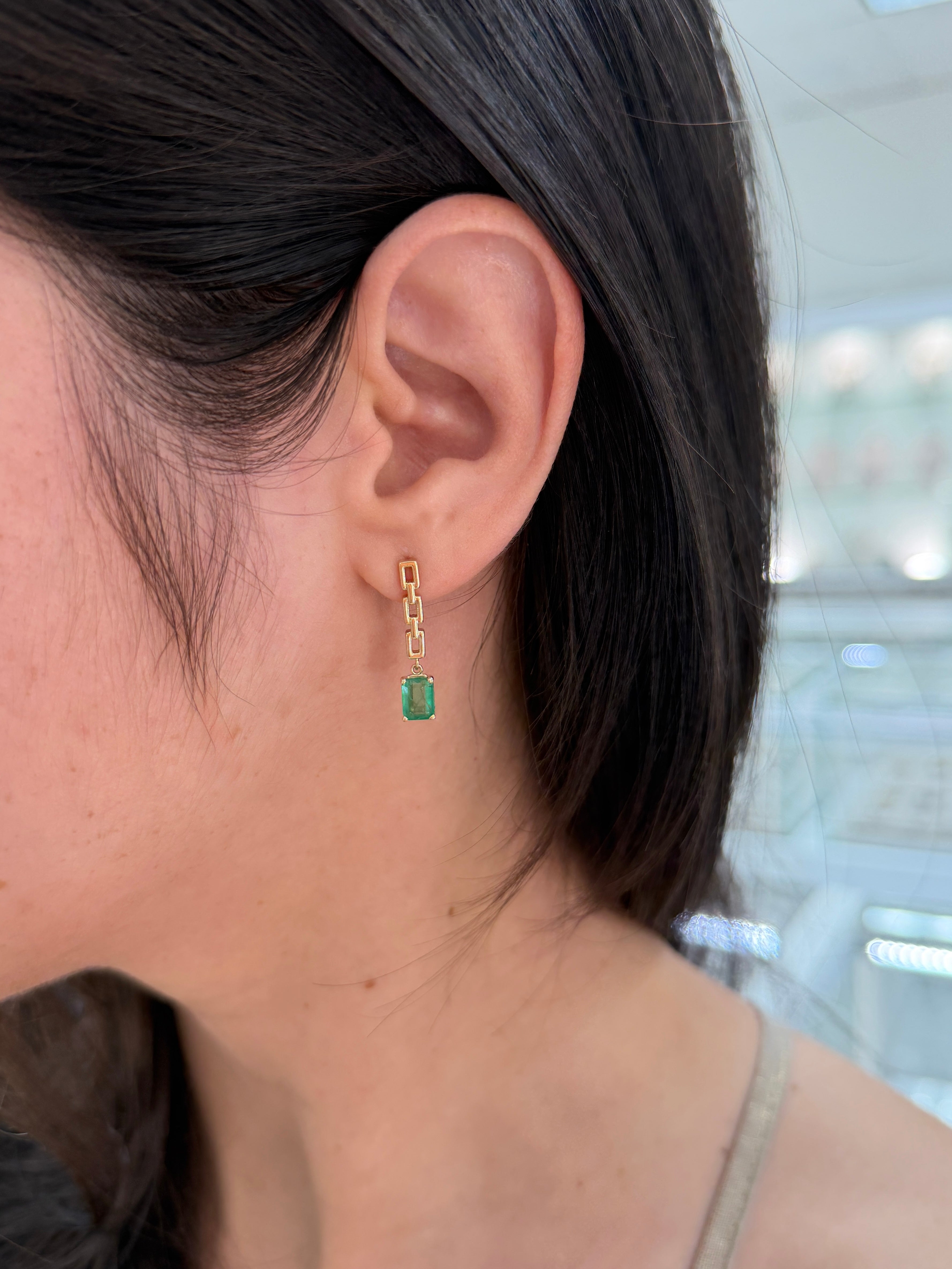 Boucles d'oreilles en fil métallique à griffes multiples avec cabochon ovale de 2,92 carats, or 14 carats