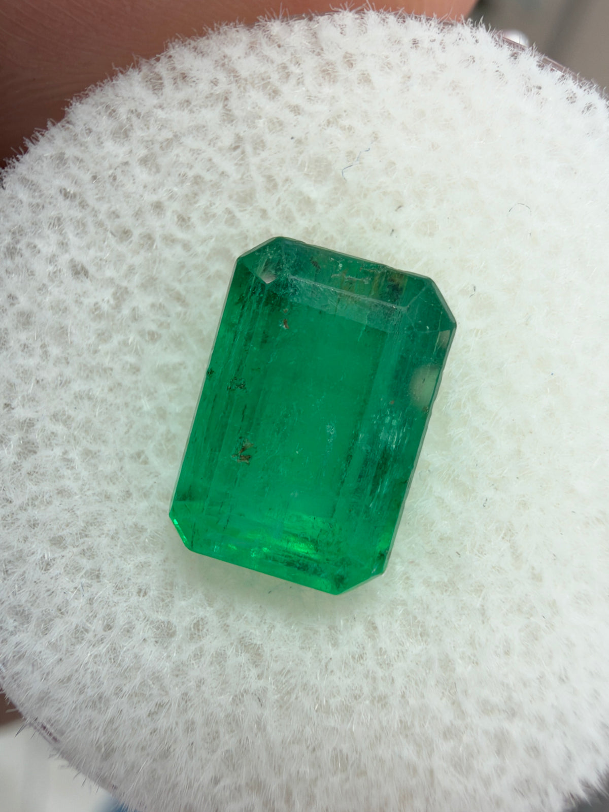 3.08 carat 10×7 Intense Medium Green Natural Loose Zambian- Emerald Cut