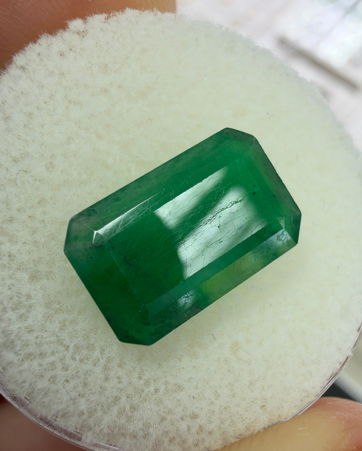 3.27 carat 12.8×8 Elongated Mossy Dark Green Natural Loose Brazilian Emerald- Emerald Cut