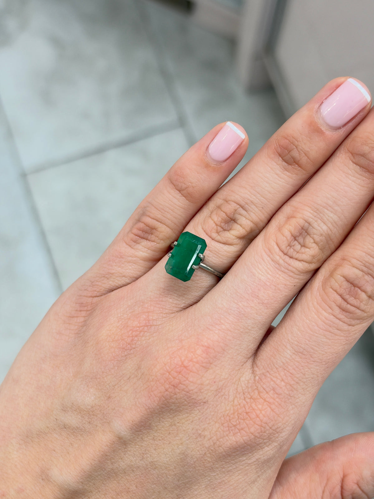 3.27 carat 12.8×8 Elongated Mossy Dark Green Natural Loose Brazilian Emerald- Emerald Cut