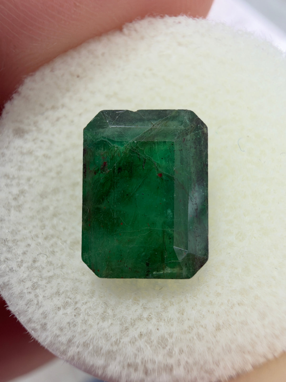 3.44 carat 10.7×10 mm Dark Green Loose Earth-Mined Brazilian Emerald- Emerald Cut