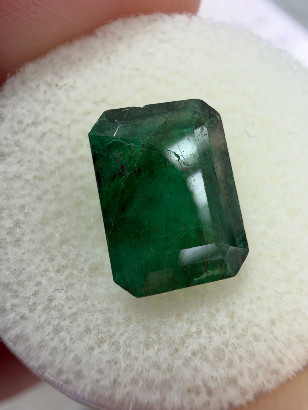 3.44 carat 10.7×10 mm Dark Green Loose Earth-Mined Brazilian Emerald- Emerald Cut