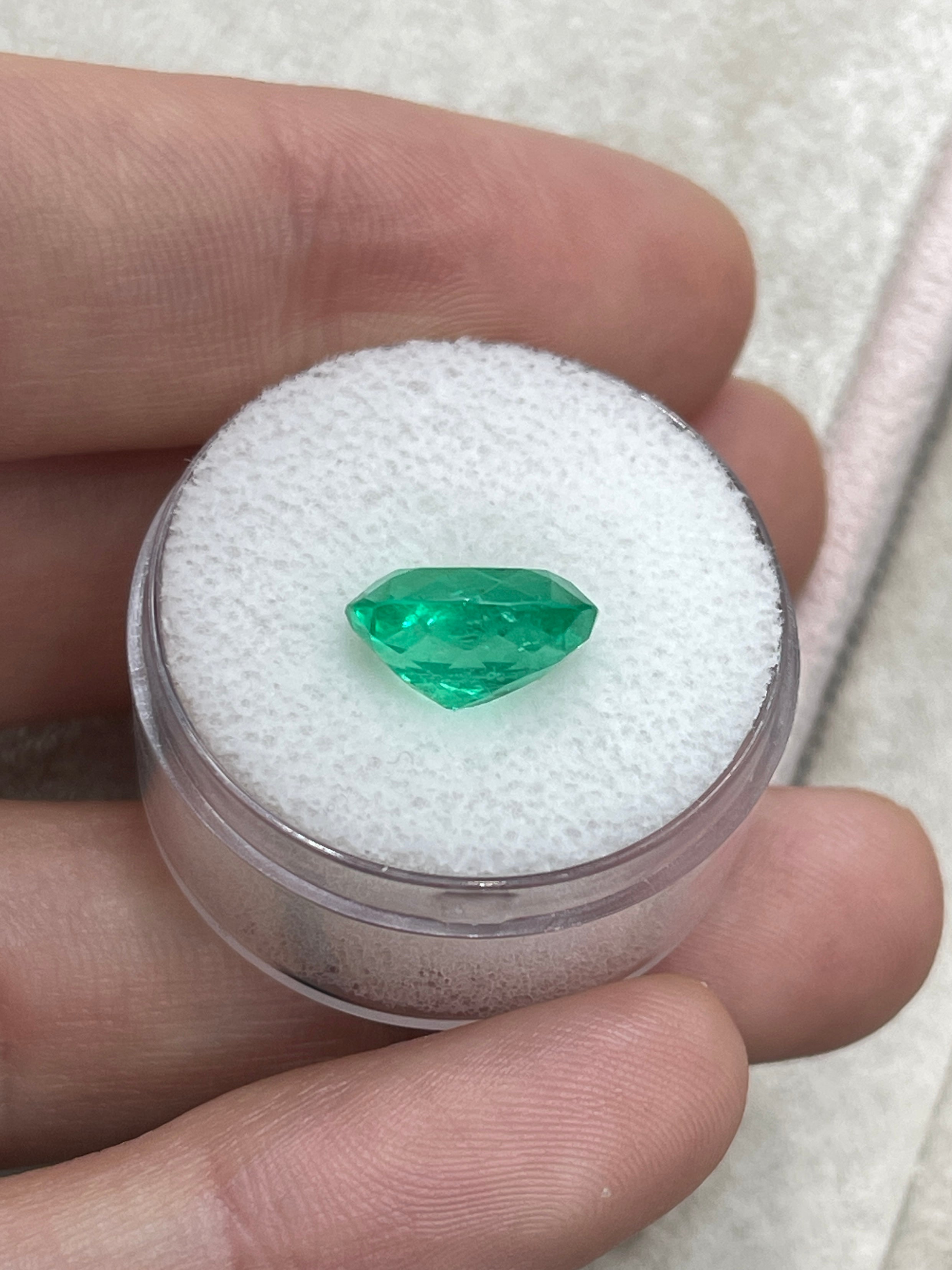 3.16 Carat 11x8 Apple Yellowish Green Loose Oval Colombian Emerald