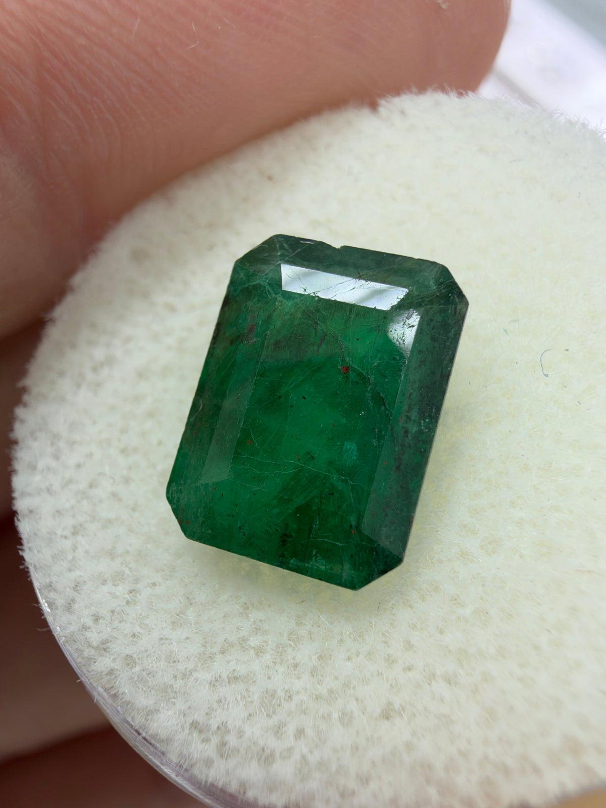 3.44 carat 10.7×10 mm Dark Green Loose Earth-Mined Brazilian Emerald- Emerald Cut