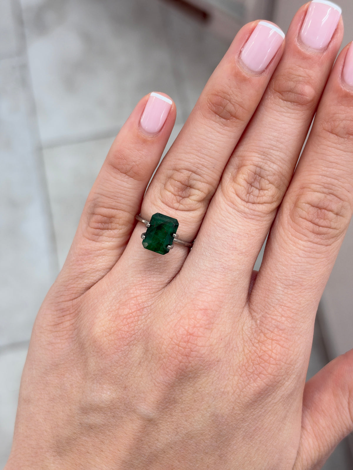 3.44 carat 10.7×10 mm Dark Green Loose Earth-Mined Brazilian Emerald- Emerald Cut